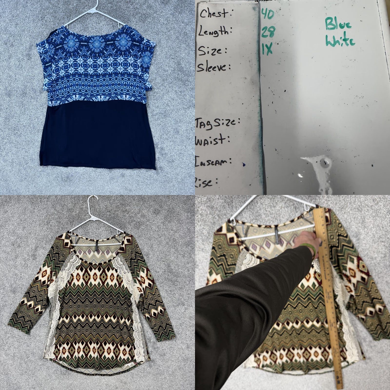Vintage Zac & Rachel Bleeker McDougal Blouse Lot Womens 1X Geometric Boho Crochet Tops - Plus Size Knit Shine Casual Pullover Scoop Neck Set of 3 Size XL / US 12-14 / IT 48-50 - 9 Thumbnail