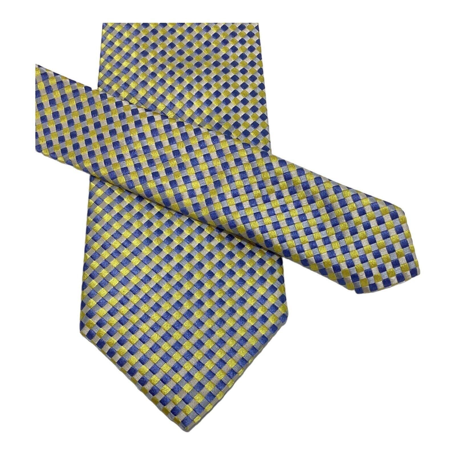 Charles Tyrwhitt CHARLES TYRWHITT YELLOW PLaids & Cheks Silk Tie Hand Made In Size ONE SIZE - 5 Thumbnail
