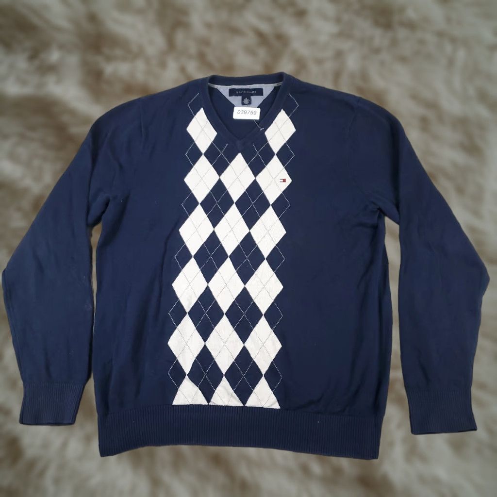 Tommy Hilfiger Tommy Hilfiger Sweater Mens Medium Blue Argyle Pullover Knit Casual Size US M / EU 48-50 / 2 - 1 Thumbnail
