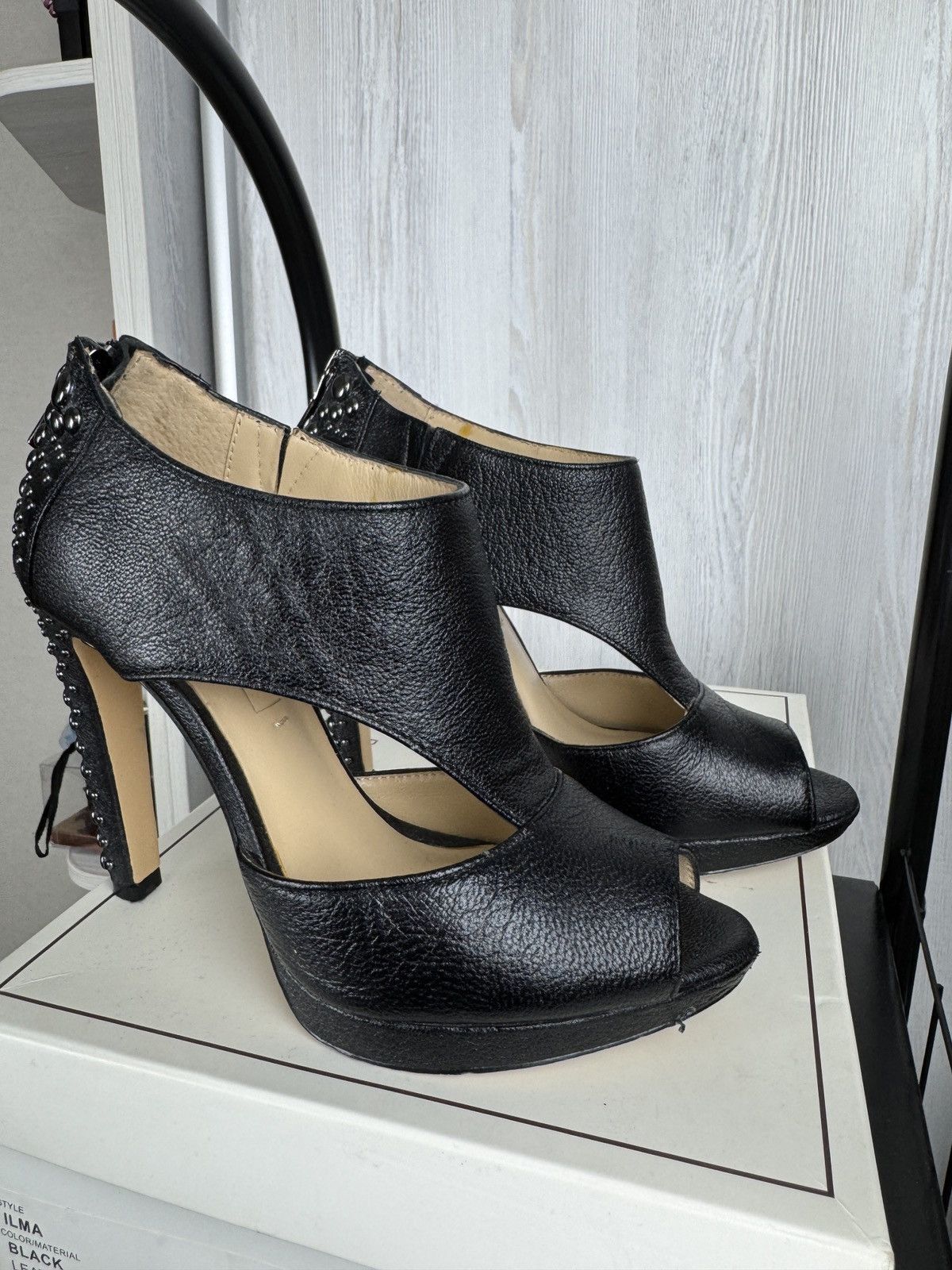 Bcbgmaxazria × Genuine Leather BCBG MaxAzria ILMA Black leather Heels Size US 7 / IT 37 - 5 Thumbnail