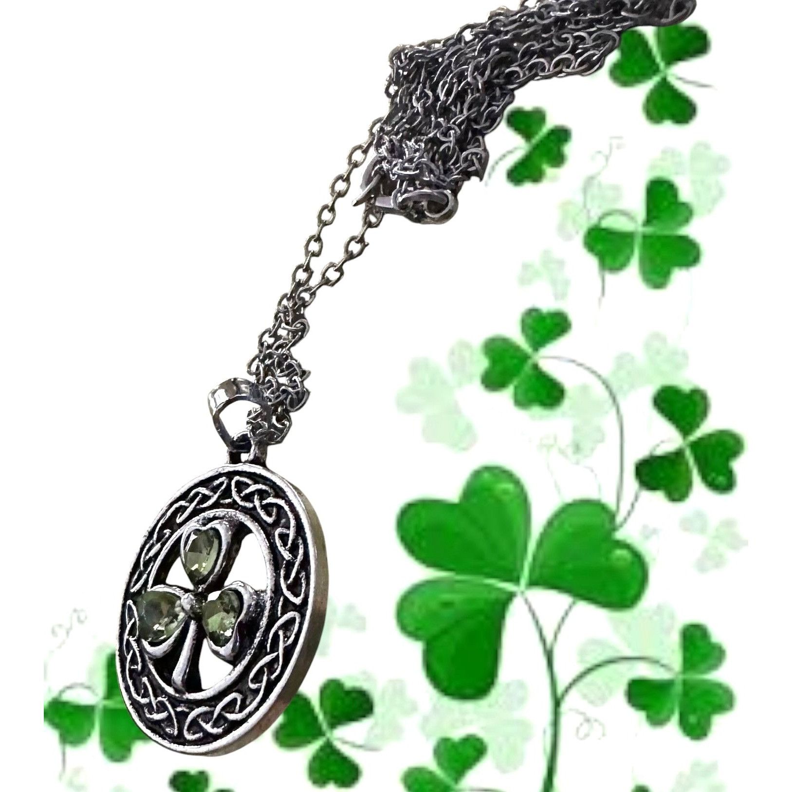 Handmade Shamrock Necklace New Celtic Knot Open Cut Design 18 in Chai Size ONE SIZE - 6 Thumbnail