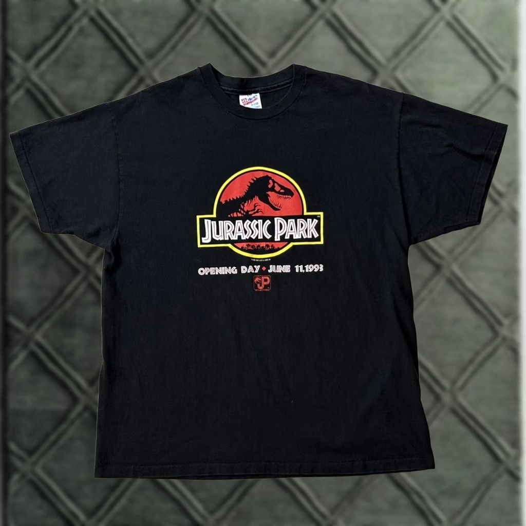 Hanes VINTAGE Jurassic Park Opening Day Promo Shirt XL Black Hanes T-Shirt Mens Graphic Print 1990s 90s Universal Studios Amblin Size US XL / EU 56 / 4 - 1 Thumbnail