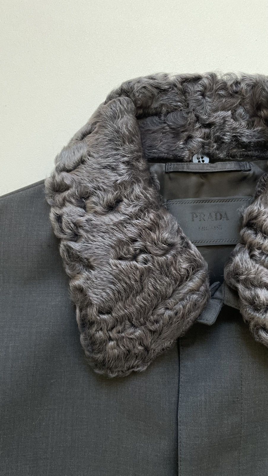 Prada A/W 13 Astrakhan Fur Collar Mac Jacket Size US L / EU 52-54 / 3 - 7 Thumbnail