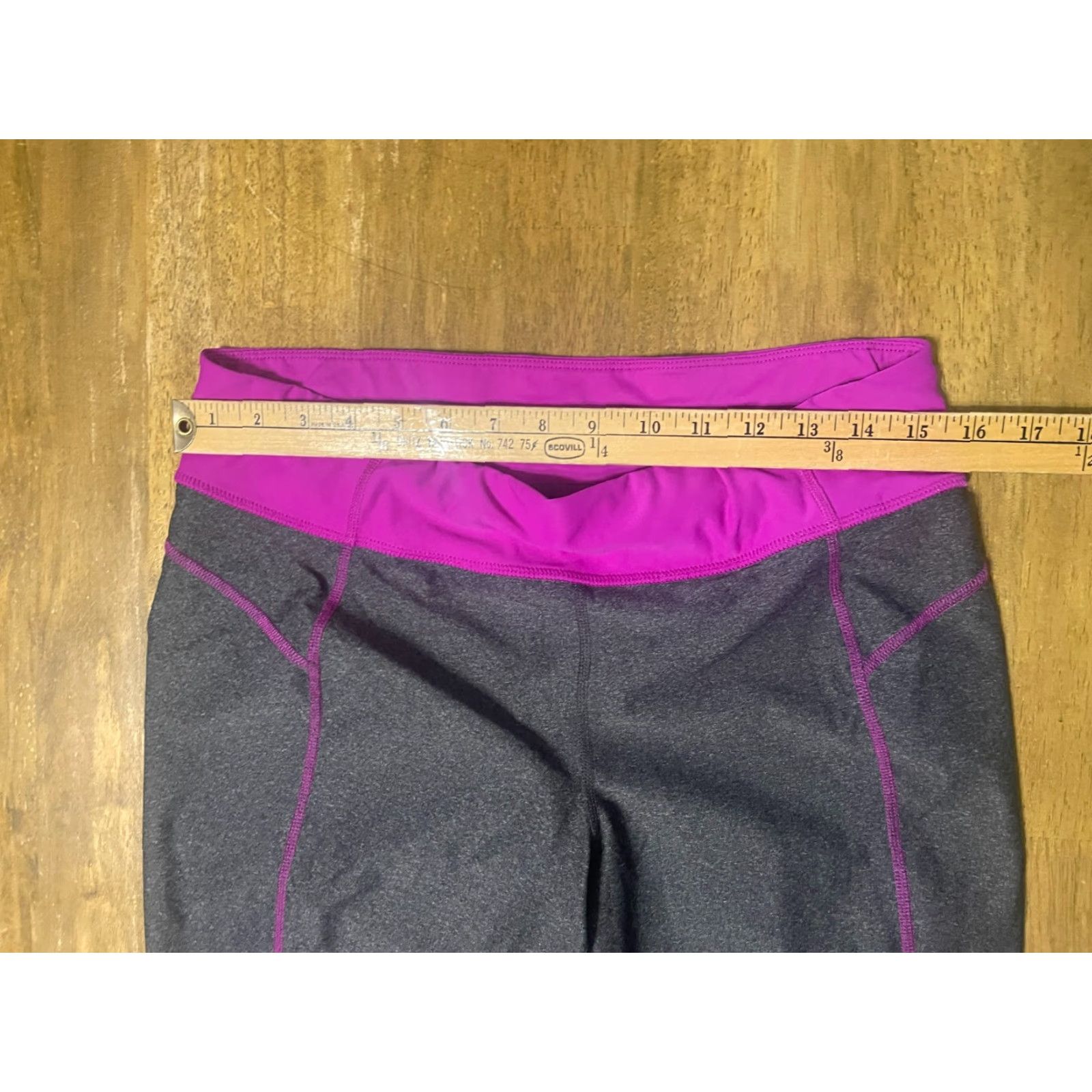 Vintage Xersion Women's Leggings Capri Purple Grey Size L Size 36" / US 14 / IT 50 - 4 Thumbnail