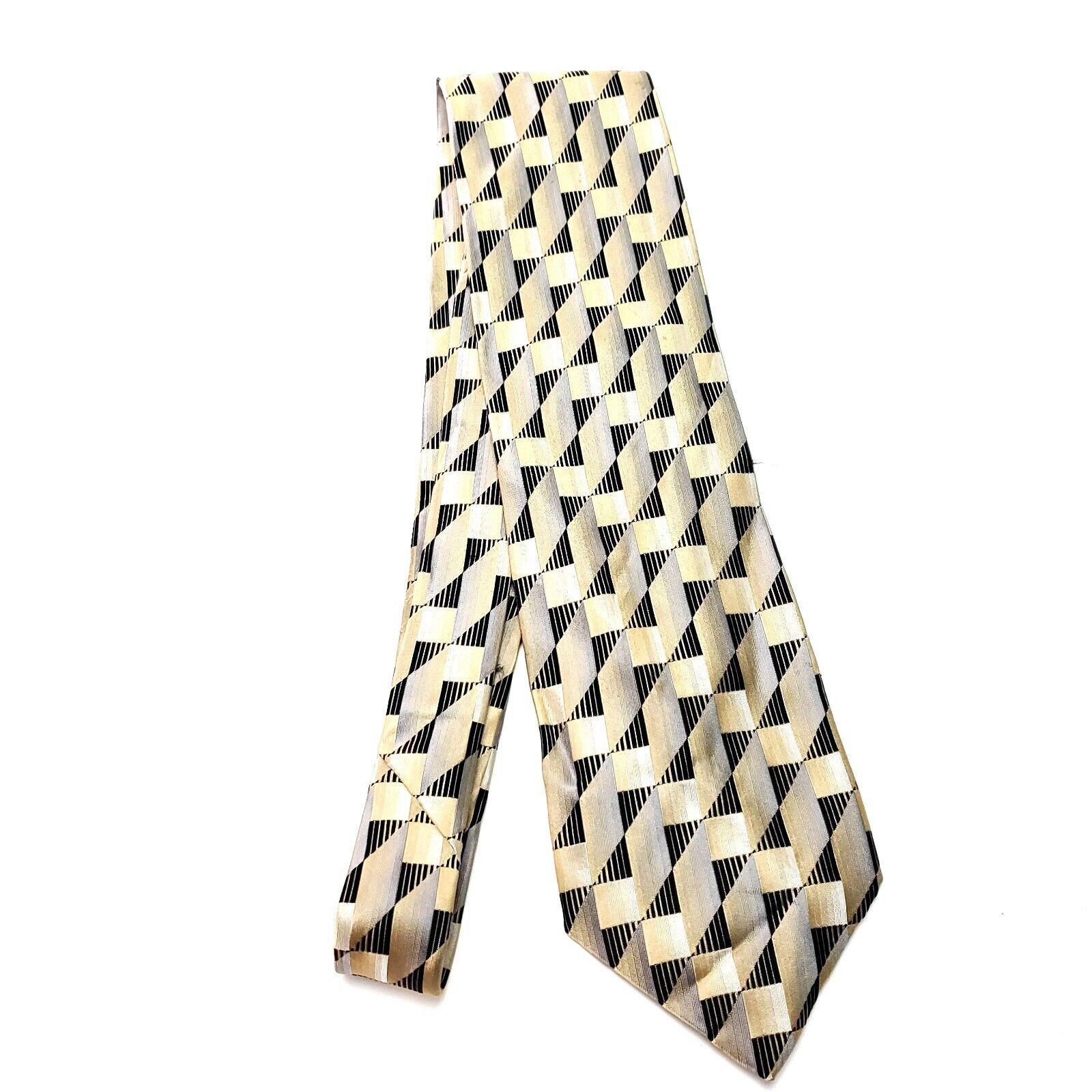Vintage Pavone Silk Tie Woven Yellow Brown Italy Size ONE SIZE - 6 Thumbnail
