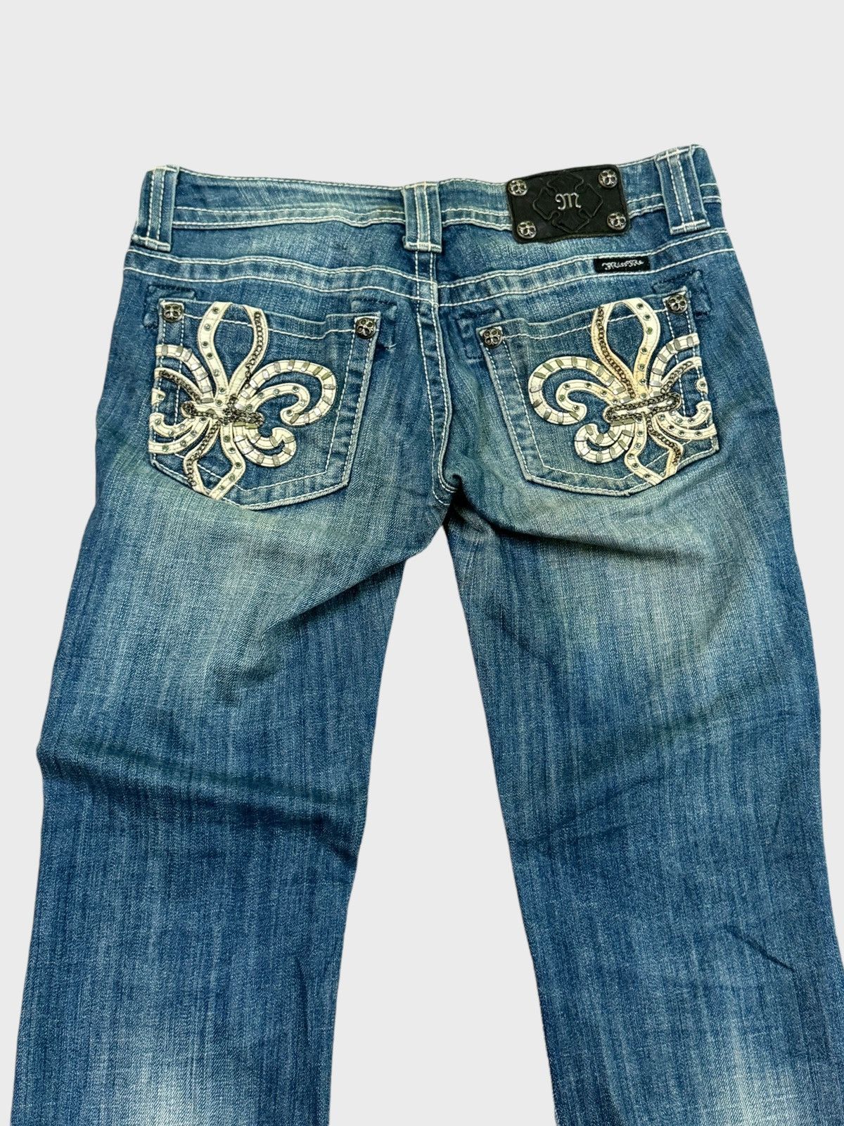 If Six Was Nine FLARE MISS ME CLAW MARK STUDDED CHAIN DENIM Size US 30 / EU 46 - 8 Thumbnail