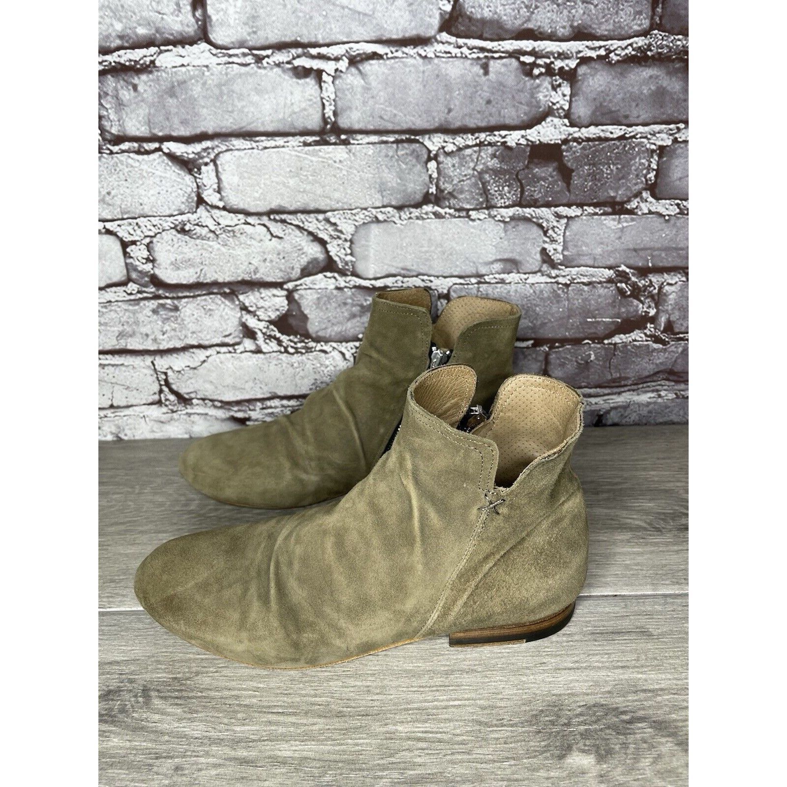 Fiorentini + Baker Fiorentini + Baker Goodyear Taupe Suede Side Zip Ankle Boots Size US 8 / IT 38 - 6 Thumbnail