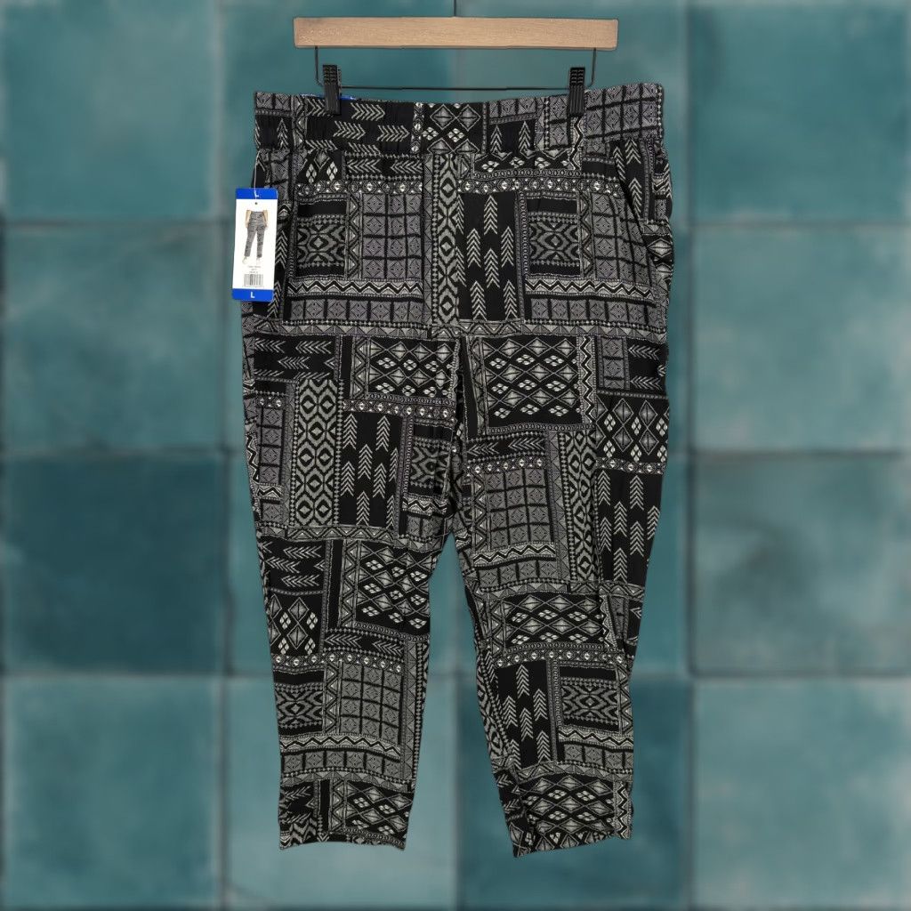 Jessica Simpson Jessica Simpson Pants Womens Large Black Tribal Geometric Pull On Ankle NWT Size 36" / US 14 / IT 50 - 1 Thumbnail