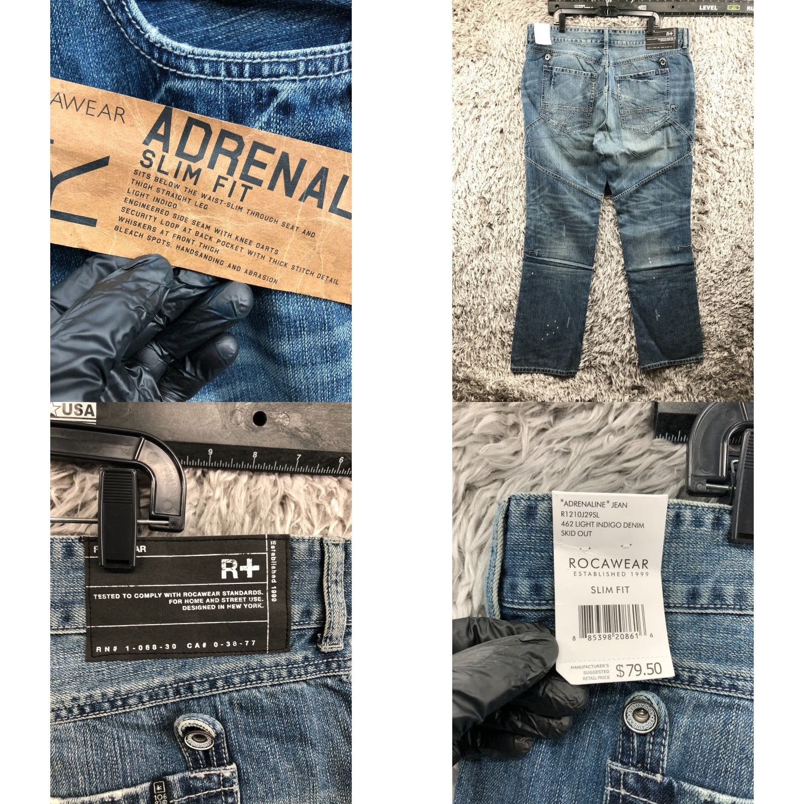 Rocawear Adrenaline Slim Fit Jeans Men 40 Vintage Hip Hop Streetwear Y2K NWT Rocawear Jeans Slim Fit Blue 40 Mens Straight Denim 5-Pocket