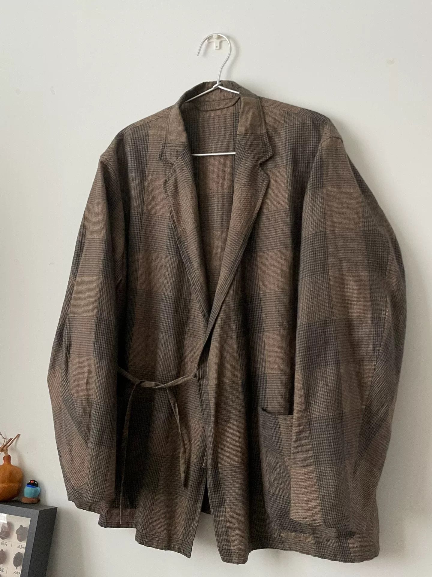 Comoli Comoli Brown Plaid Wool Ramie Jacket Size US M / EU 48-50 / 2 - 1 Thumbnail