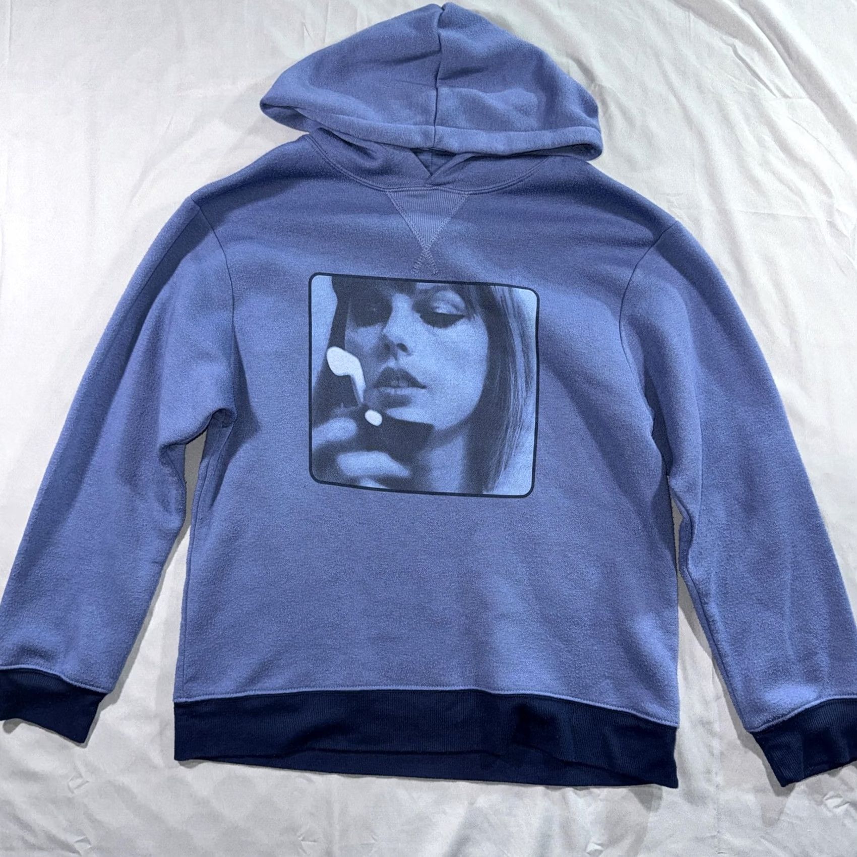 Vintage Taylor Swift Midnights Hoodie Women’s Small Blue Pullover Fleece Graphic Album Size S / US 4 / IT 40 - 2 Thumbnail