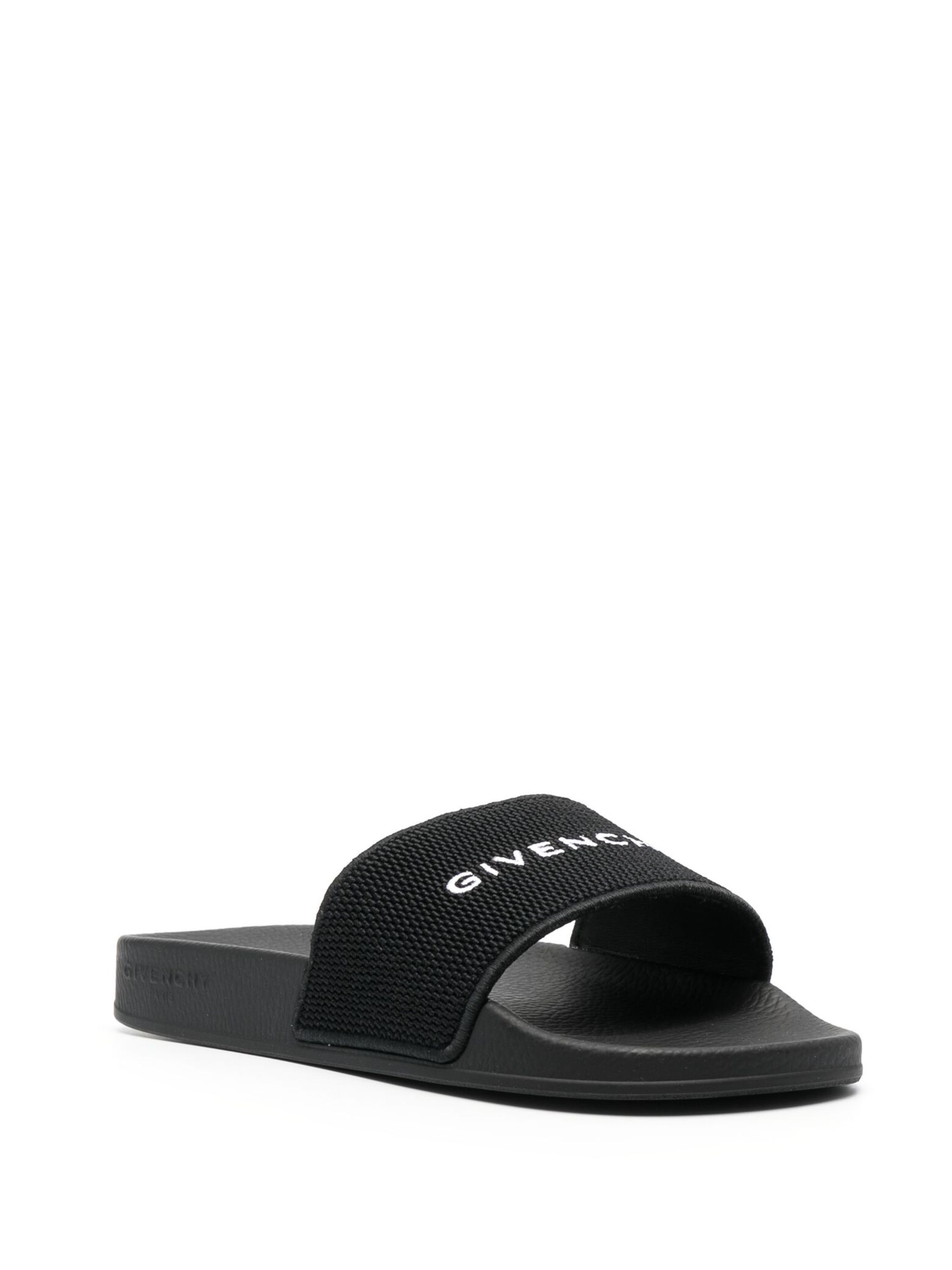 Givenchy o1srvl11e1224 Logo-Embroidered Slides in Black Size US 8 / IT 38 - 2 Thumbnail