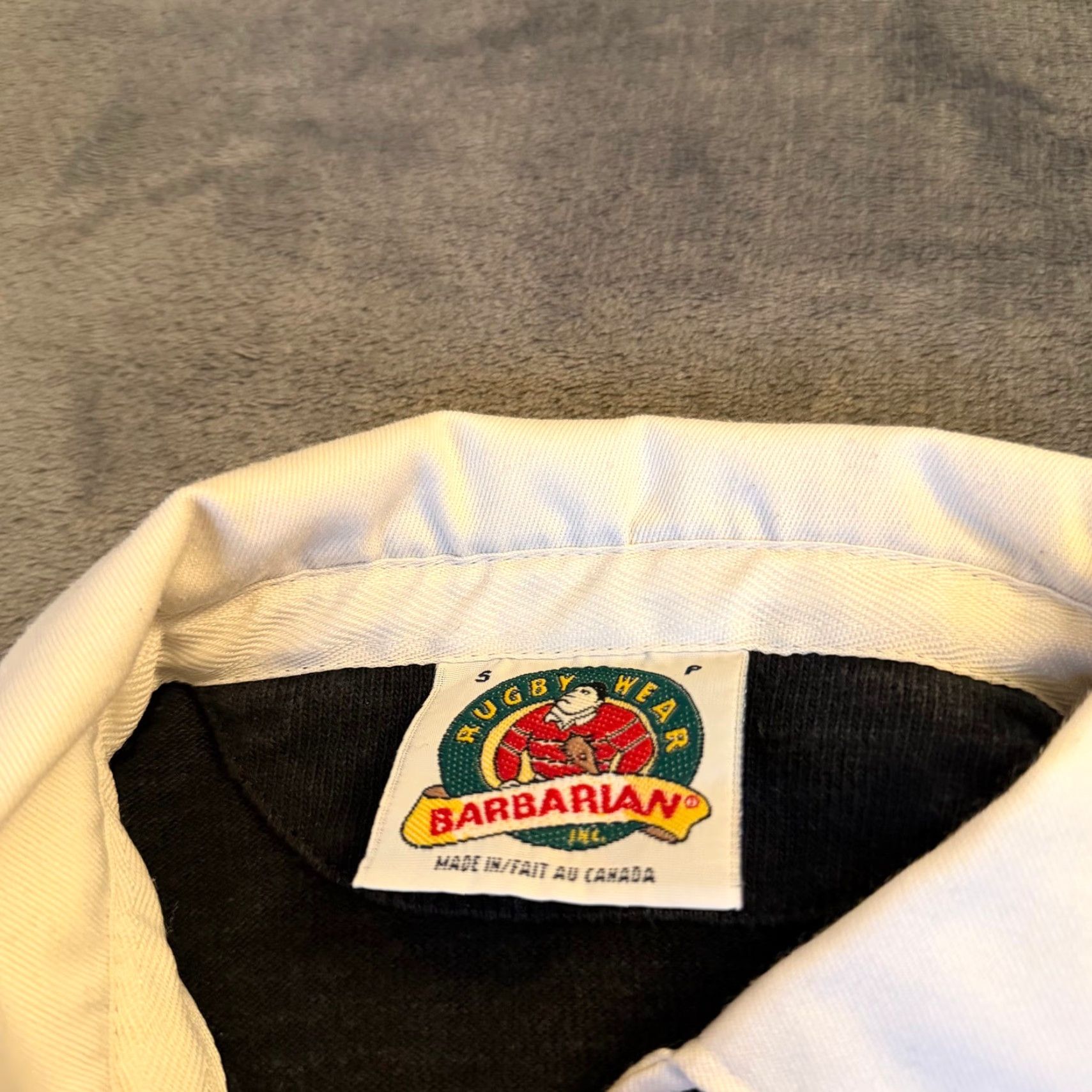 Barbarian VINTAGE Barbarian Rugby Wear Polo Shirt Striped Long Sleeve Grey/Black Men's S Size Small Casual Activewear Size US S / EU 44-46 / 1 - 3 Thumbnail