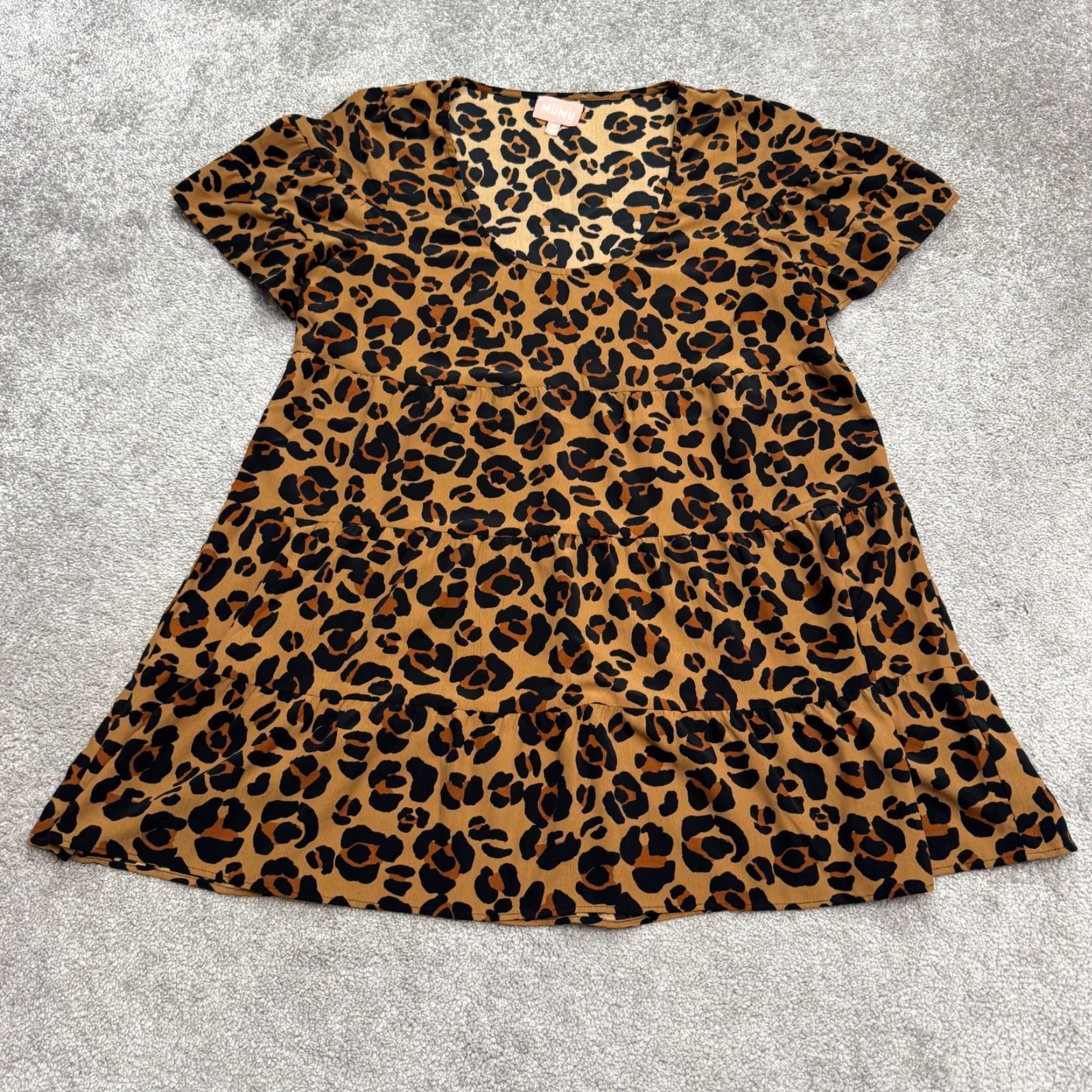 Vintage Show Me Your Mumu Vakkey Leopard Tiered Mini Shift Dress Womens Medium Brown Size XXL / US 16-18 / IT 52-54 - 2 Thumbnail