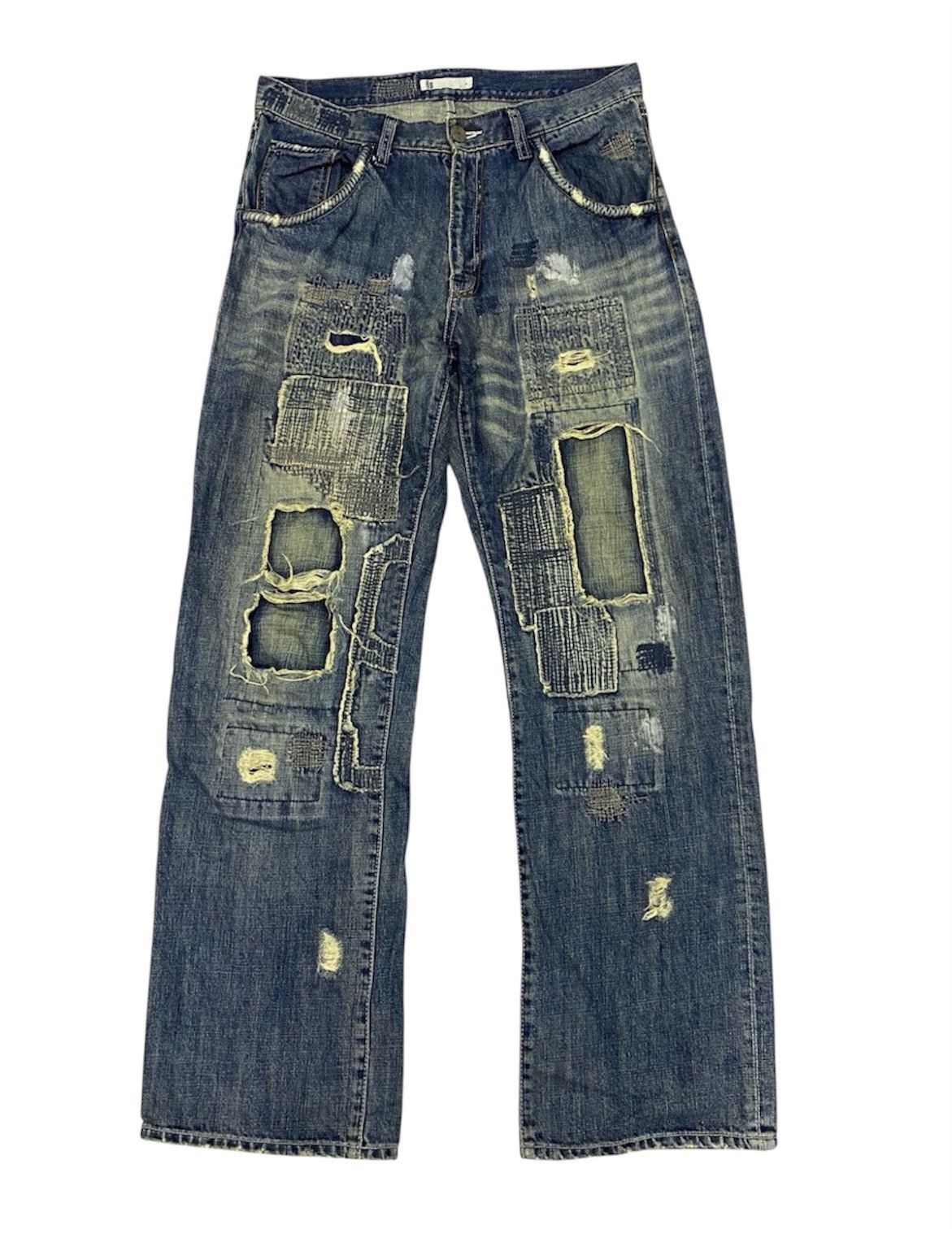 Global Work Vintage Global Work Kurtcobian Inspired Boro Patchwork Jeans Size US 35 - 16 Thumbnail