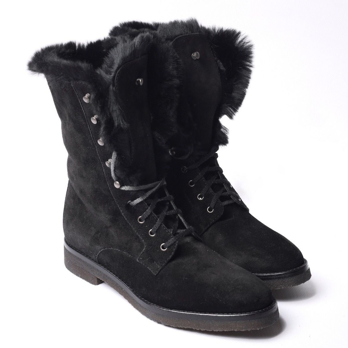 Loro Piana Loro Piana Snow Dream Beaver Fur Black Suede Ankle Boots Size US 6 / IT 36 - 2 Thumbnail