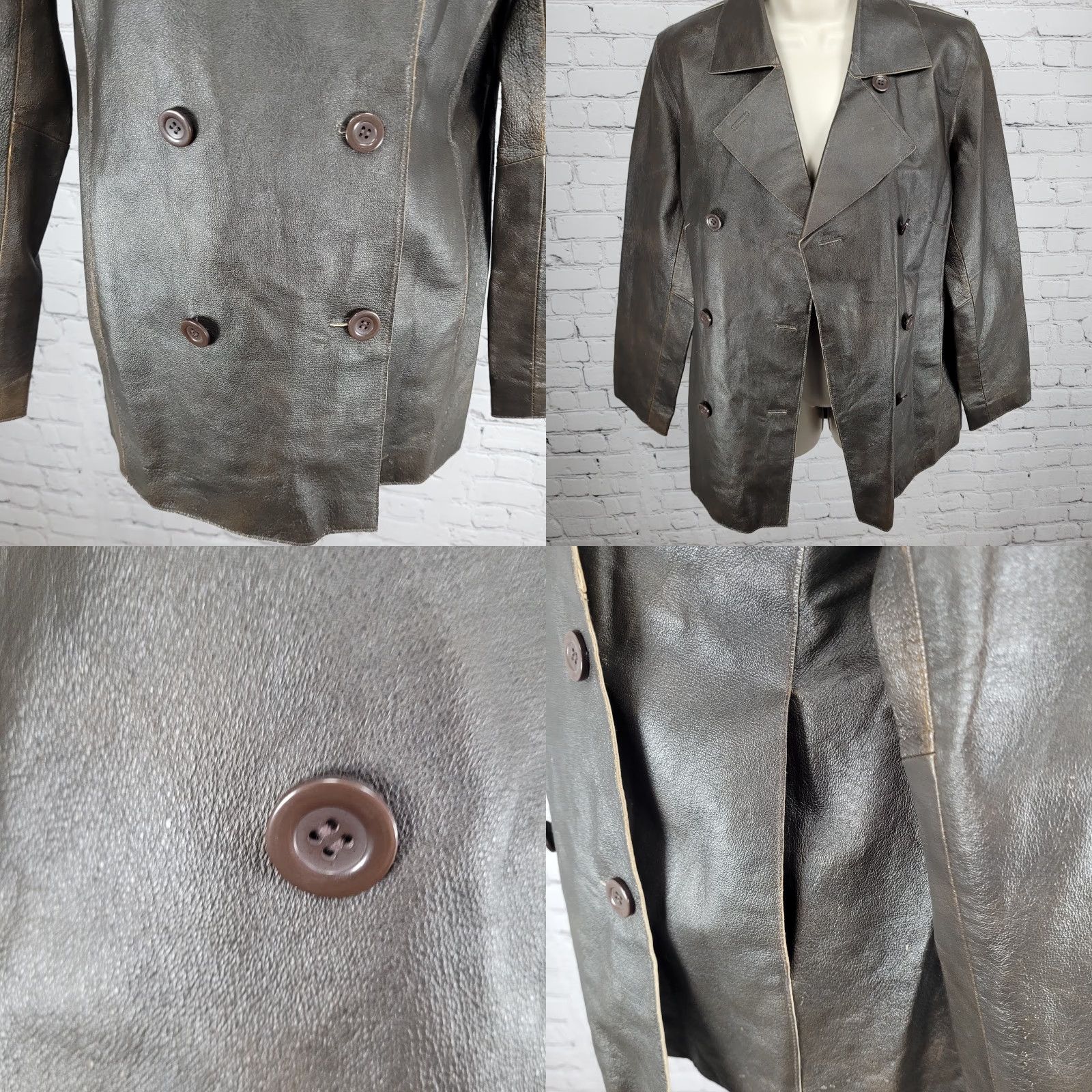 Vintage Brandon Thomas Brown Genuine Leather Double Breasted Buttoned Jacket Women M Brown Mid-Length Long Sleeve Button Closure Lined Packable Size M / US 6-8 / IT 42-44 - 8 Thumbnail
