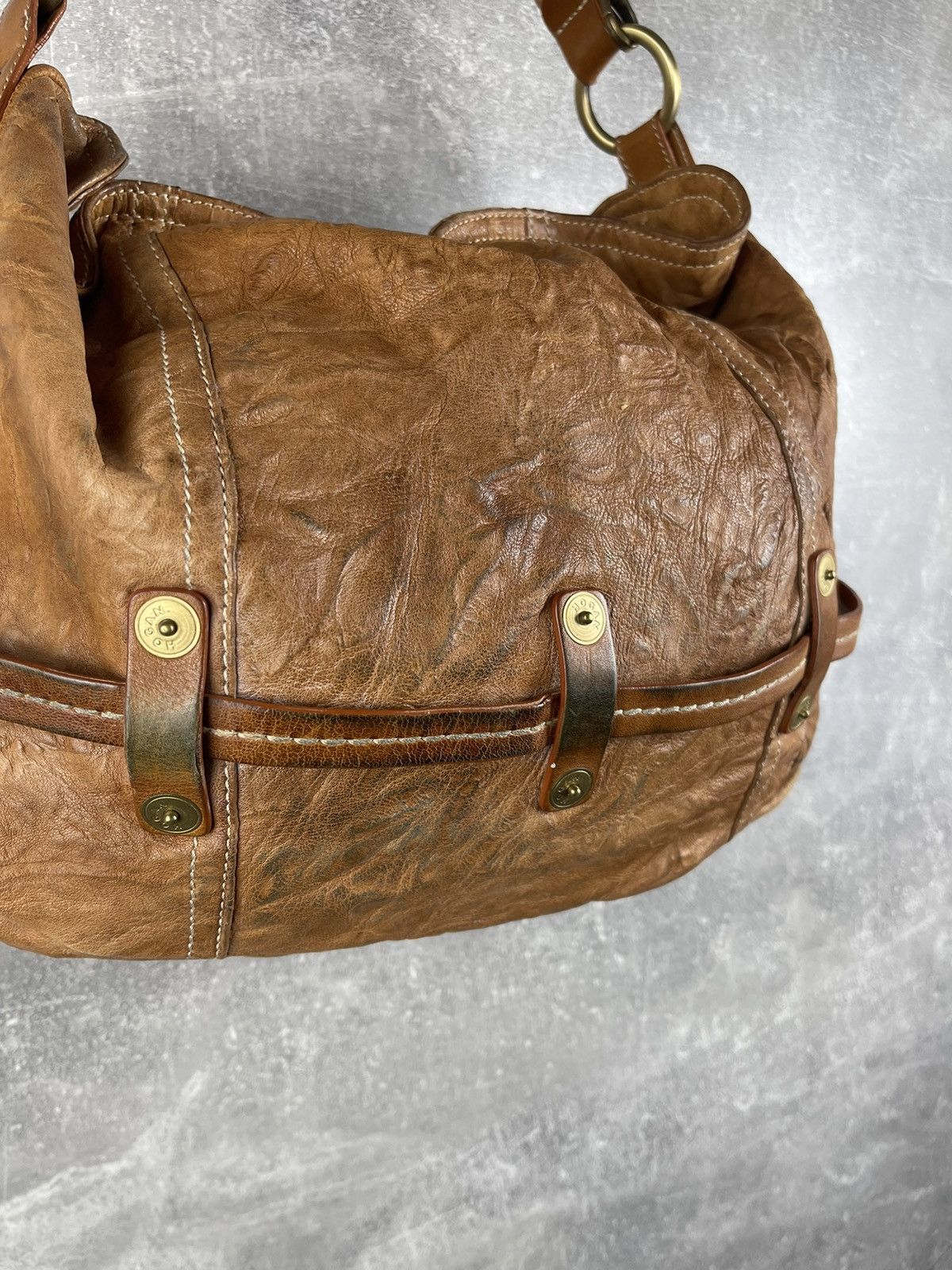 Hogan HOGAN Distressed Crinkled Leather Bag Slouchy Boho Vintage Size ONE SIZE - 8 Thumbnail