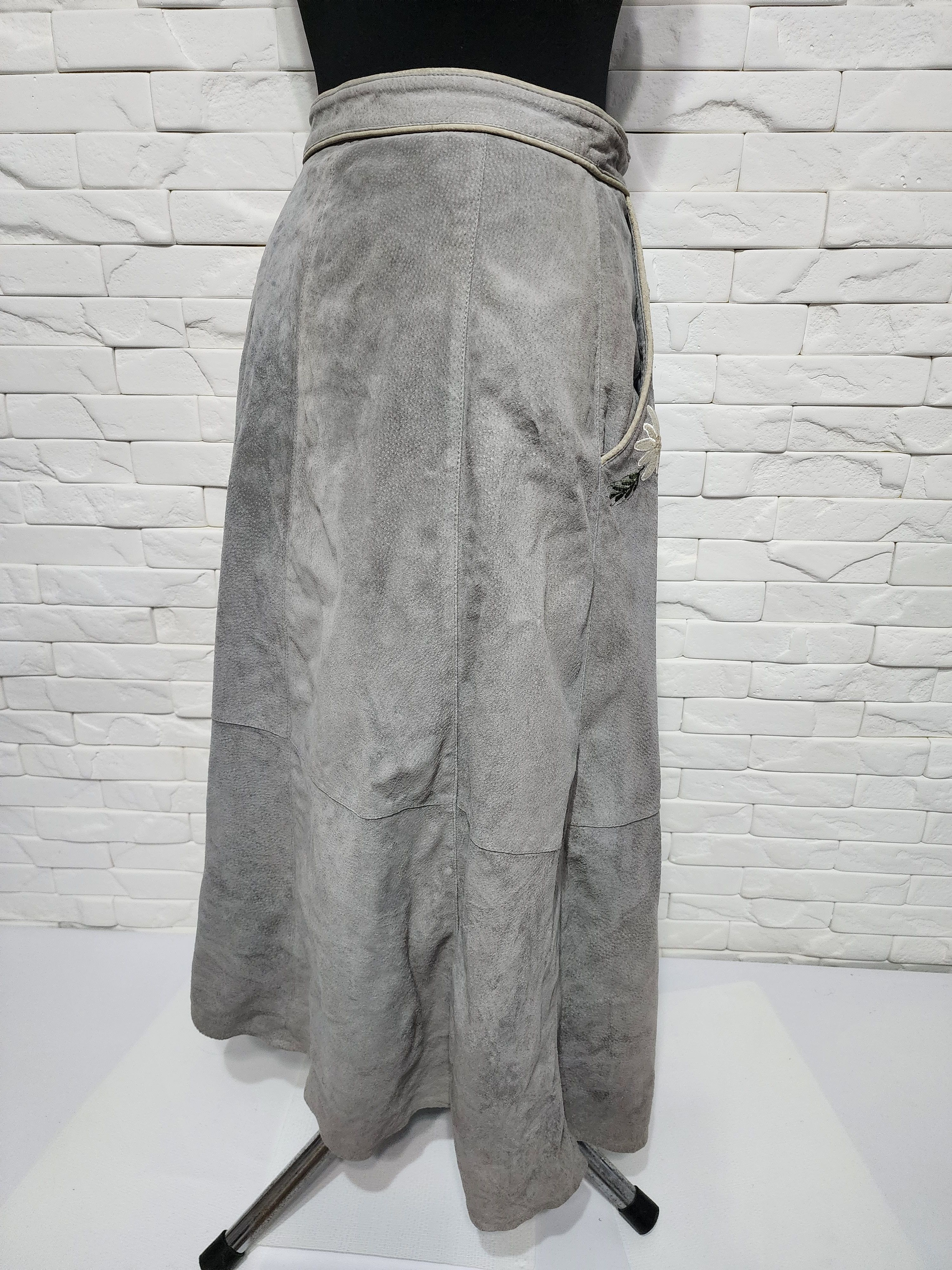 Other Maxi gray skirt made of genuine leather with buttons. Size 30" / US 8 / IT 44 - 5 Thumbnail