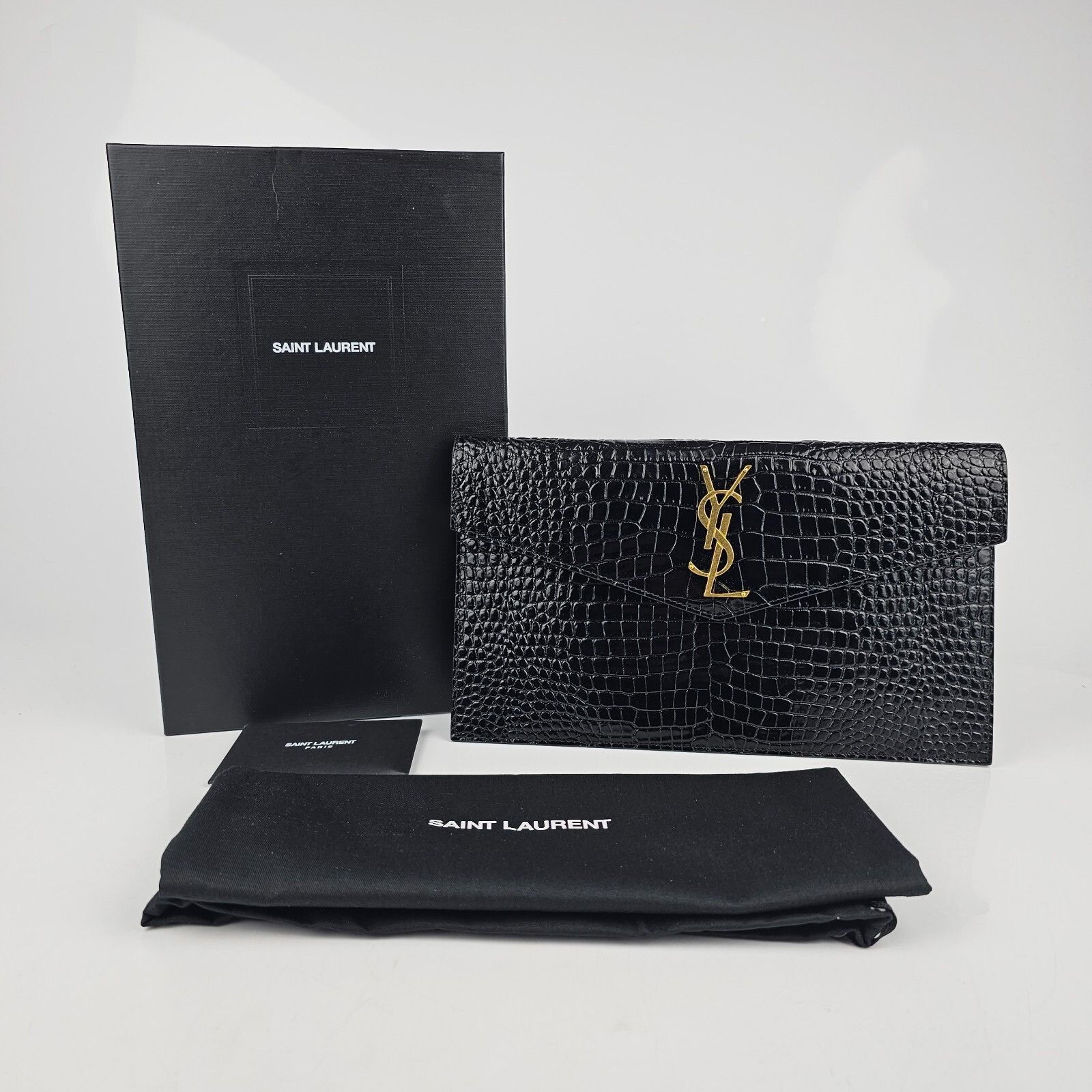 Saint Laurent Paris SAINT LAURENT Medium Uptown Envelope Embossed Black Leather Size ONE SIZE - 2 Thumbnail