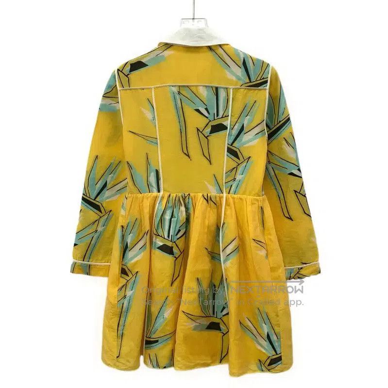 Fendi Fendi Yellow Floral Cotton Dress for Women . Size S / US 4 / IT 40 - 2 Thumbnail