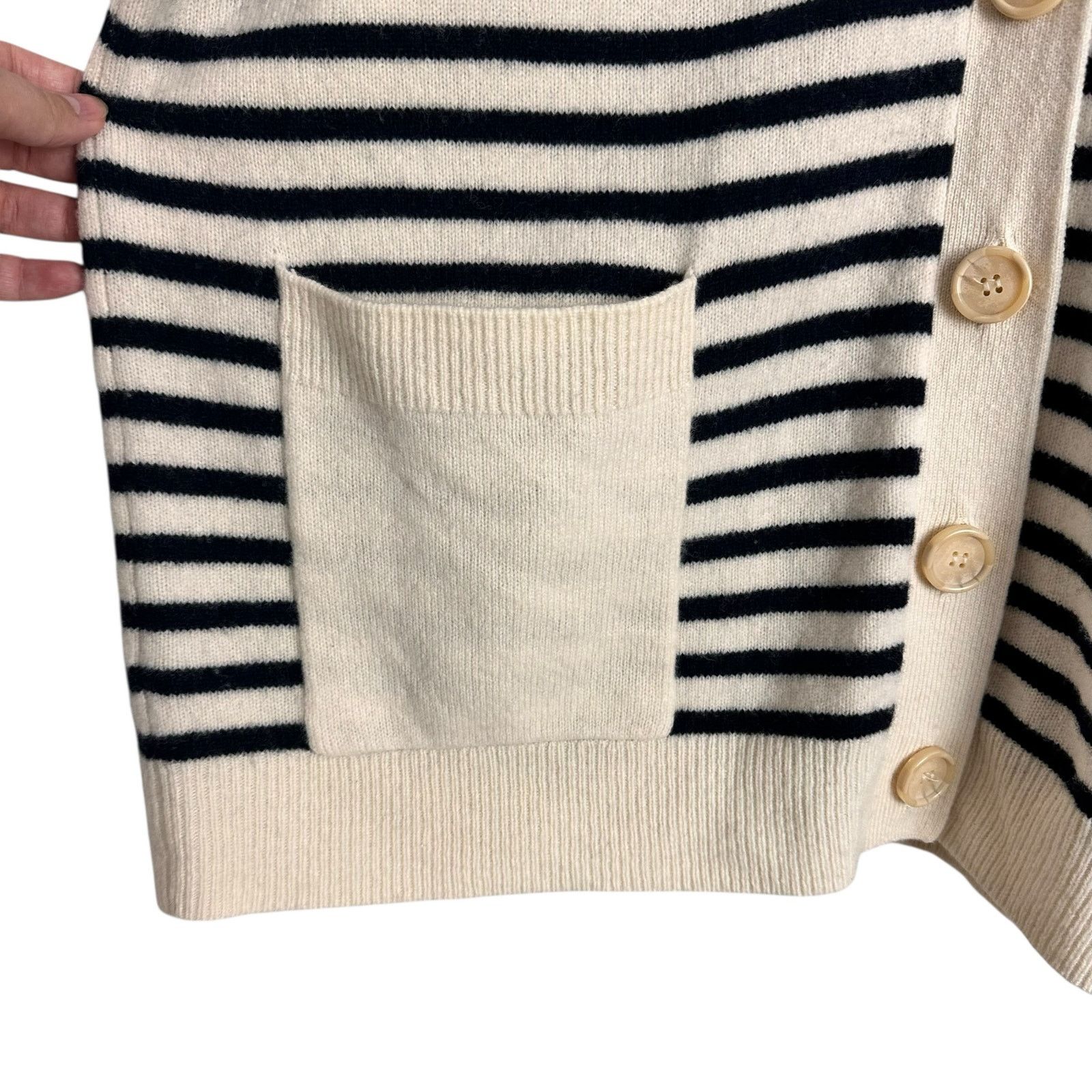 Zara Zara Black Ecru Striped Oversized Wool V-neck Cardigan Sz M Size M / US 6-8 / IT 42-44 - 5 Thumbnail