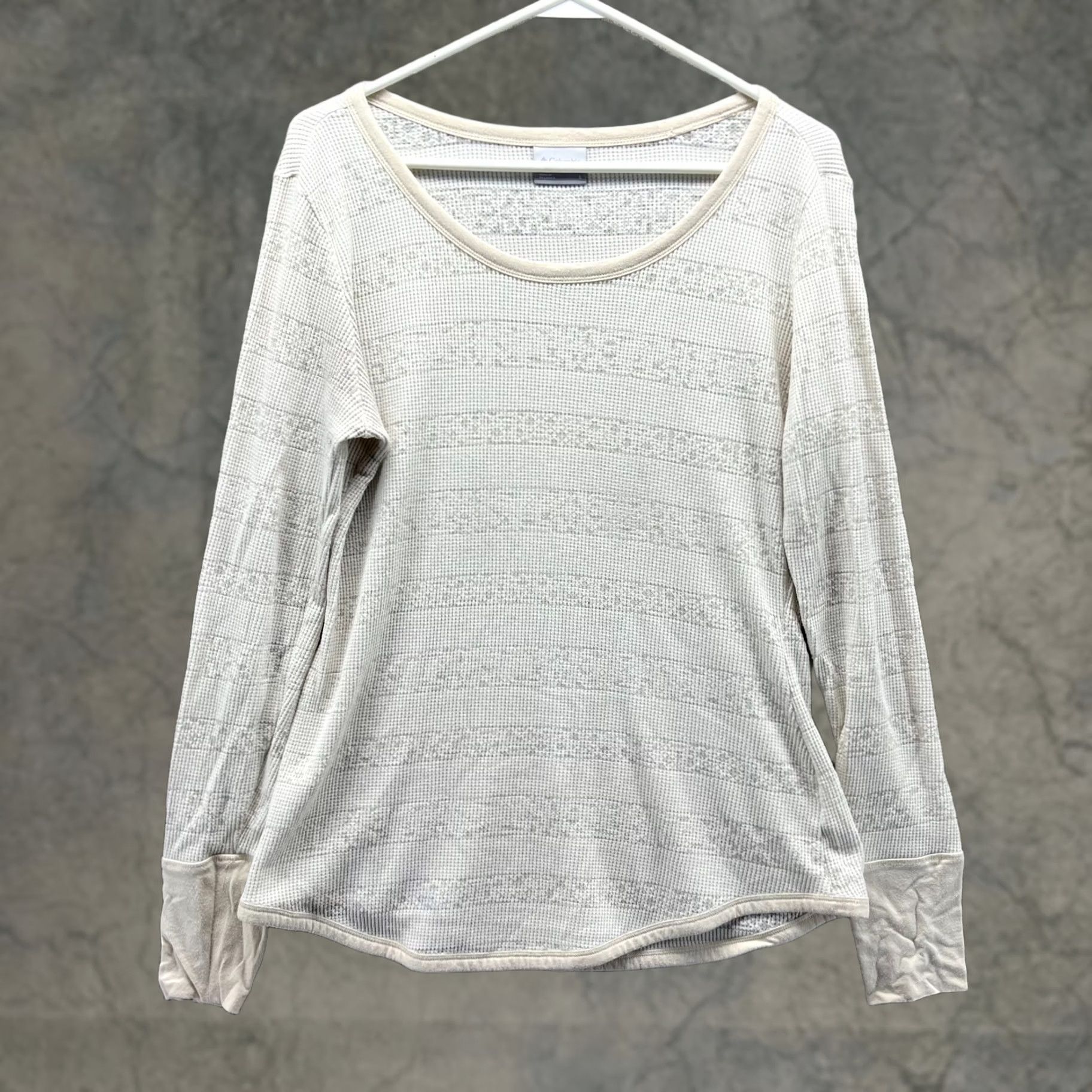 Vintage Columbia Thermal Top Womens Large Ivory Waffle Knit Long Sleeve Shirt Size L / US 10 / IT 46 - 1 Thumbnail