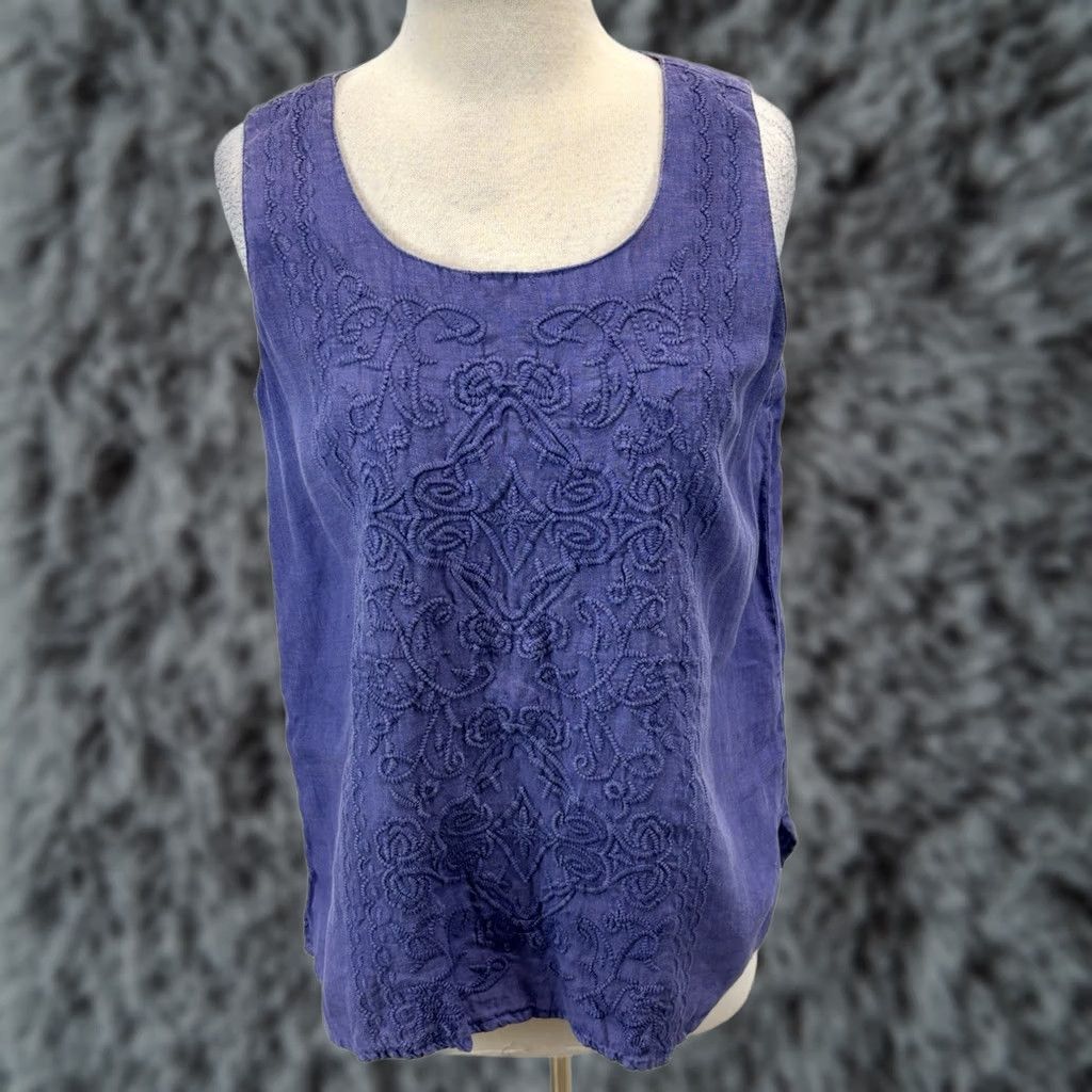 Vintage Karyn Seo Linen Embroidered Top Shirt Womens M Purple Boho Lagenlook Coastal Shirt Womens M Purple Boho Lagenlook Coastal Size M / US 6-8 / IT 42-44 - 1 Thumbnail