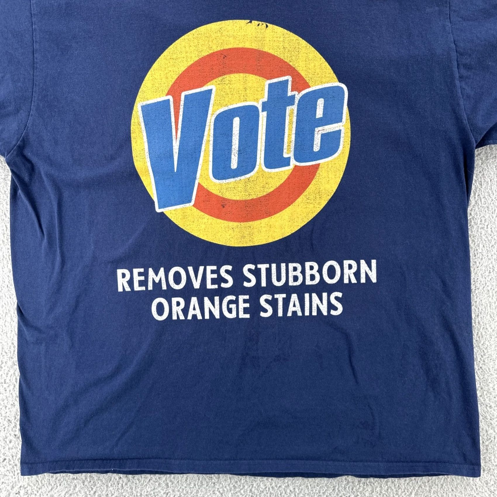 Vintage VOTE Removes Stubborn Orange Stains Mens L Blue T Shirt Donald Trump Parody Tee Size US L / EU 52-54 / 3 - 4 Thumbnail