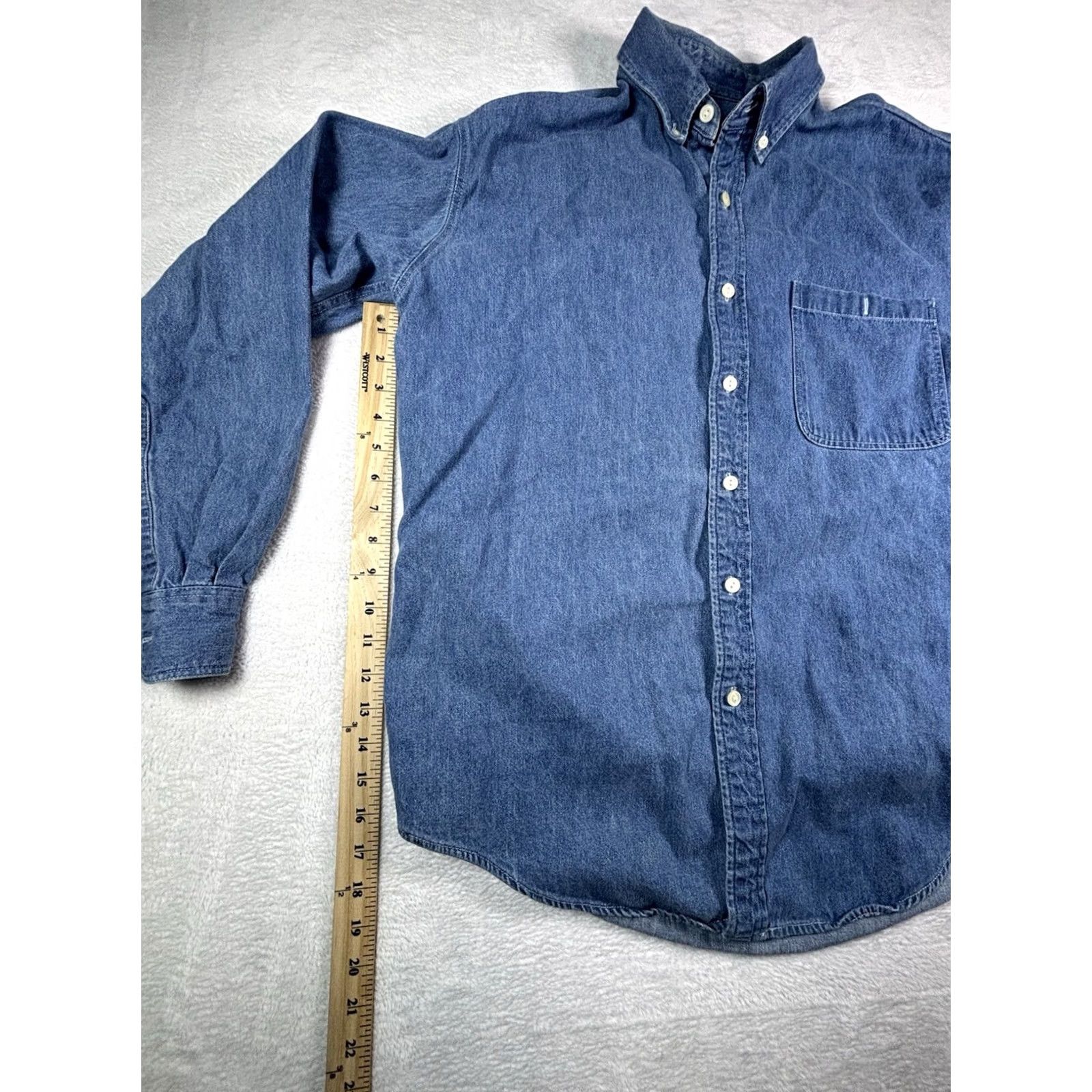 Ralph Lauren VINTAGE Ralph Lauren Chaps Denim Button-Up Shirt Long Sleeve Pocket Men 16 Blue Cotton Denim 90s Retro Classic Mens Size US L / EU 52-54 / 3 - 5 Thumbnail