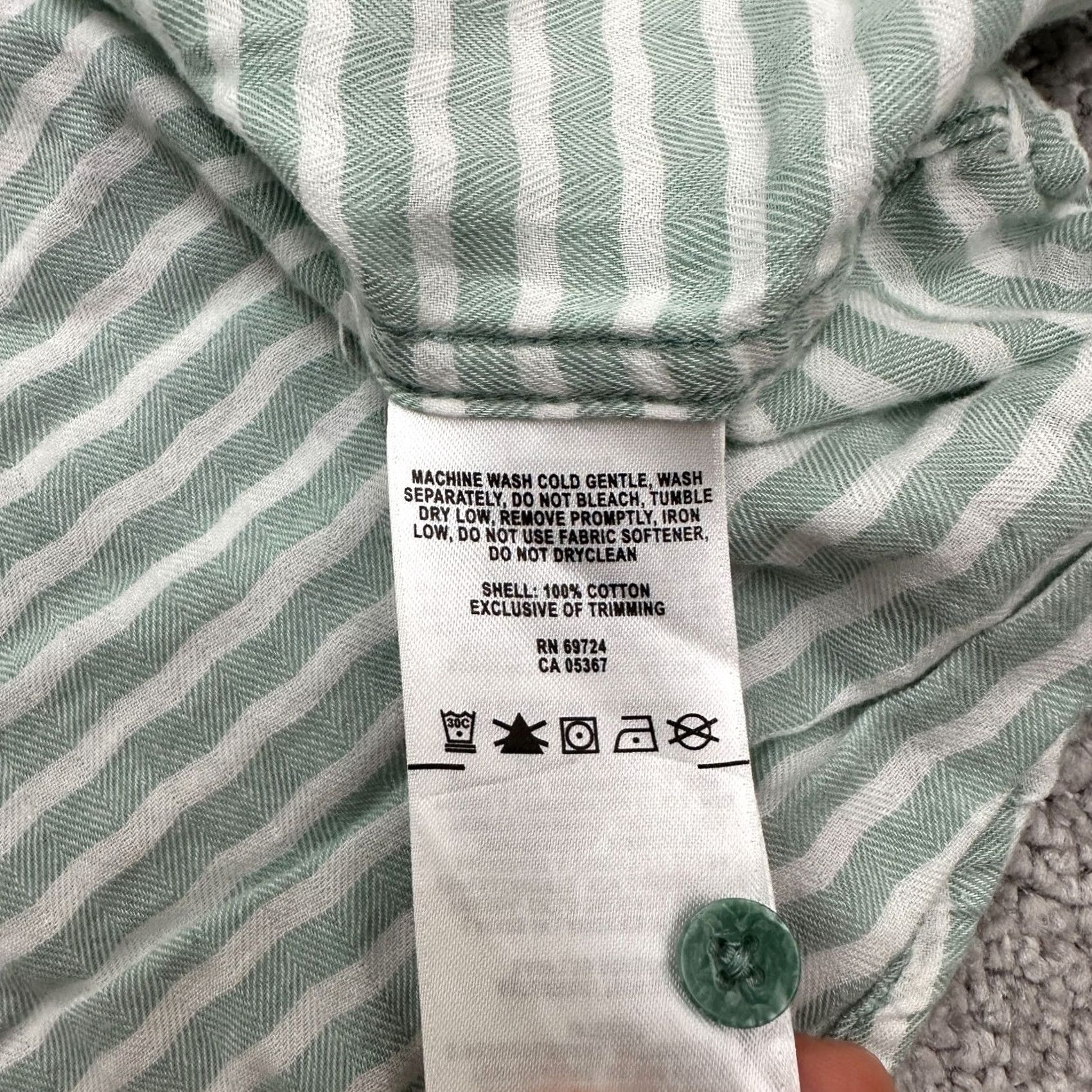 Vintage Columbia Button-Up Shirt Womens XL Green White Striped Cotton Long Sleeve Top Size XL / US 12-14 / IT 48-50 - 6 Thumbnail