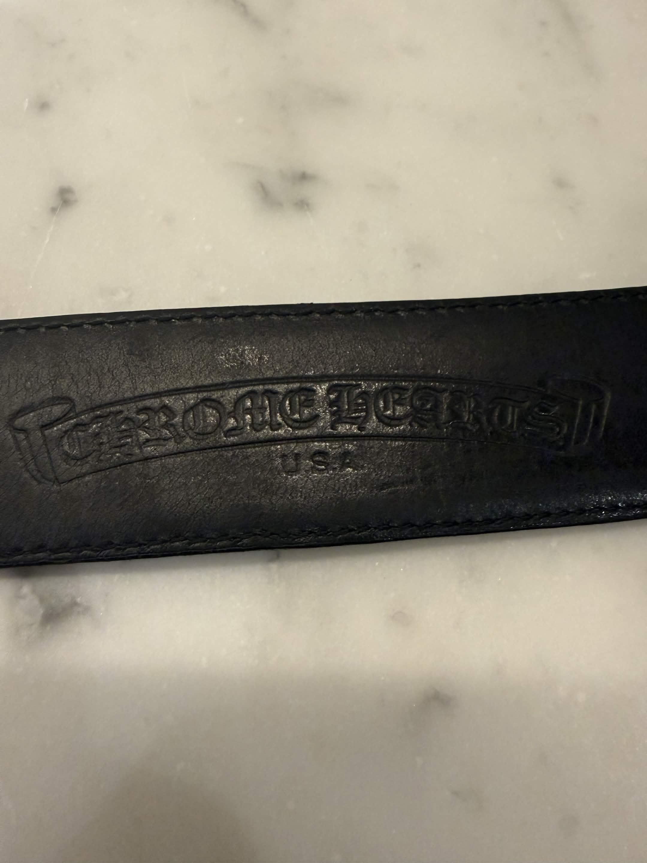 Chrome Hearts CHROME HEARTS LEATHER BELT STRAP BLACK 36 Size ONE SIZE - 4 Thumbnail