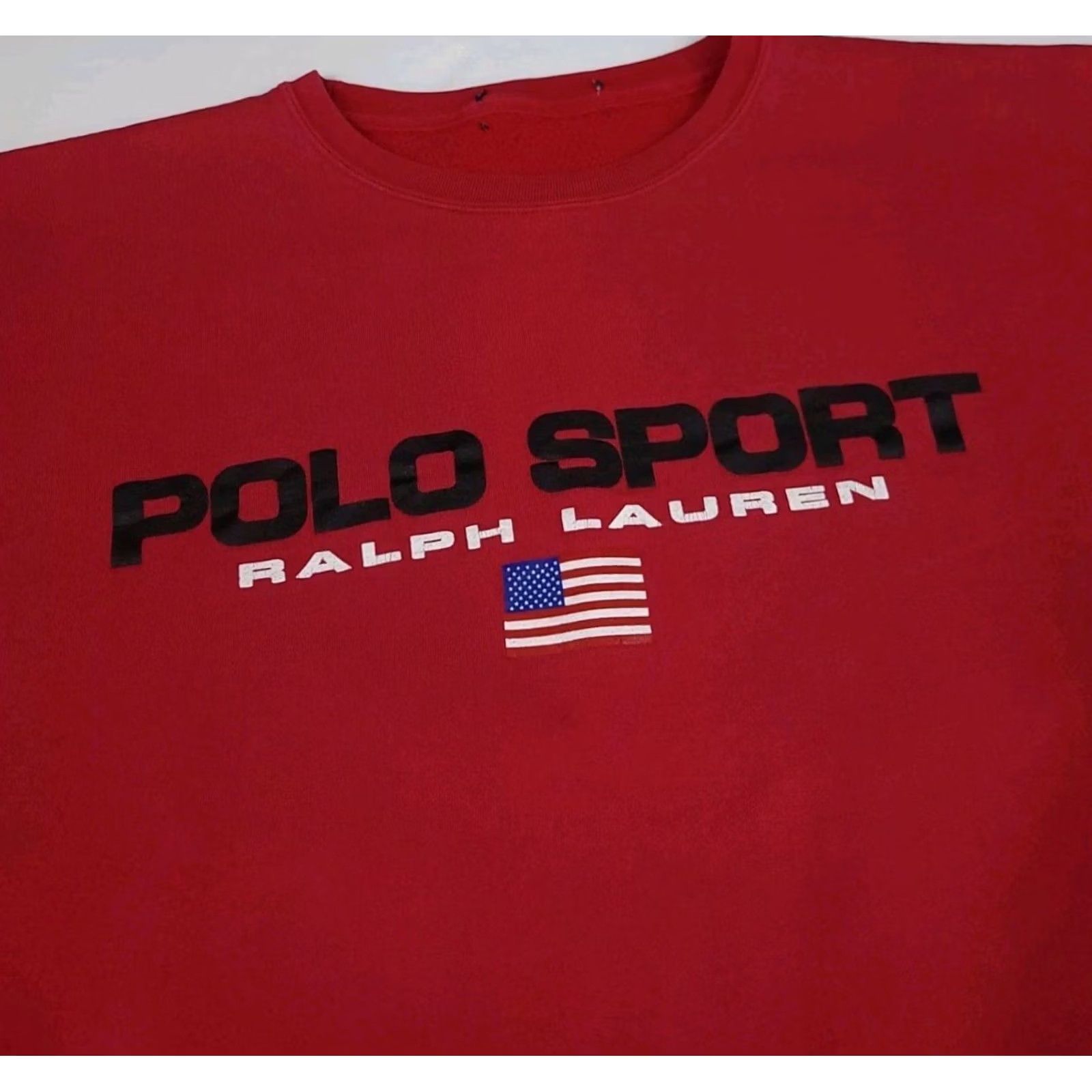 Vintage VINTAGE Polo Sport Ralph Lauren Sweatshirt 90s Red Crew Neck Spellout Flag RL USA Men M/L size Shirt Pullover Womens/Mens? Size US M / EU 48-50 / 2 - 3 Thumbnail