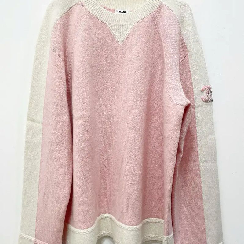 Chanel Pink Cashmere Long Sleeve Sweater 0089