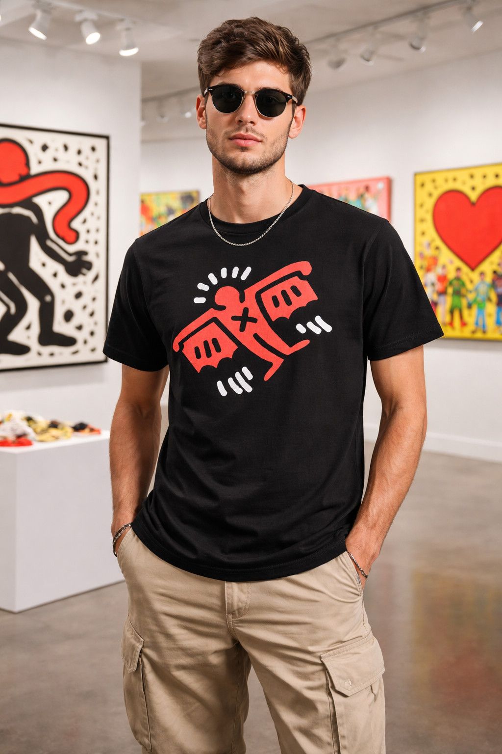 Keith Haring Keith Haring 'Flying icon Devil Street Art ( M ) Size US M / EU 48-50 / 2 - 4 Thumbnail