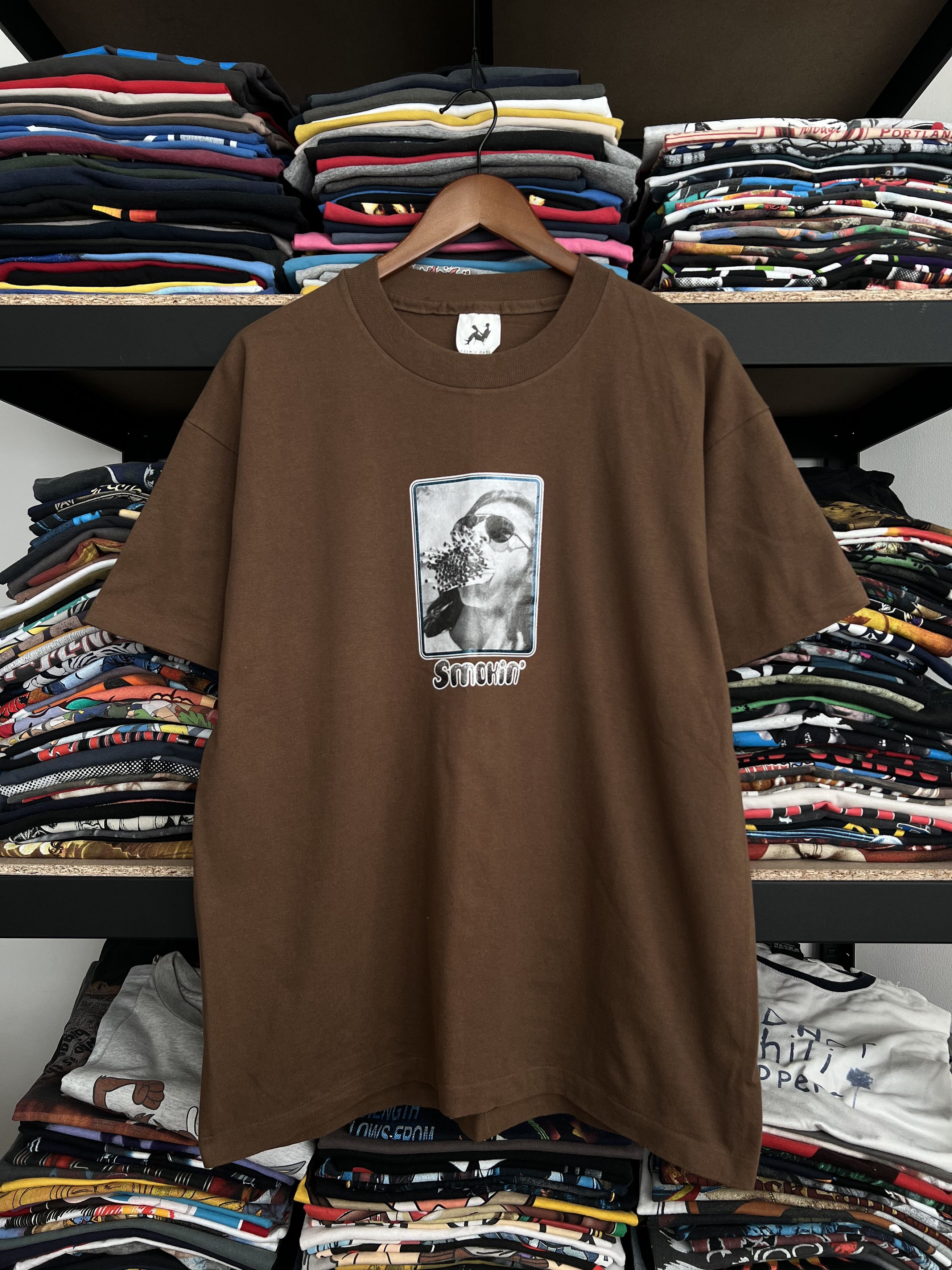 Vintage Vintage 90s Smokin Smoke Humor Comic Brown Tee Size US L / EU 52-54 / 3 - 1 Thumbnail