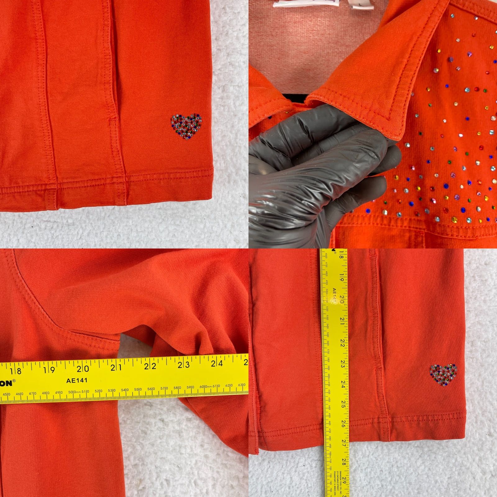 Quacker Factory Quacker Factory Jacket Womens Large Orange Button Front Bedazzled Long Sleeve Size L / US 10 / IT 46 - 8 Thumbnail