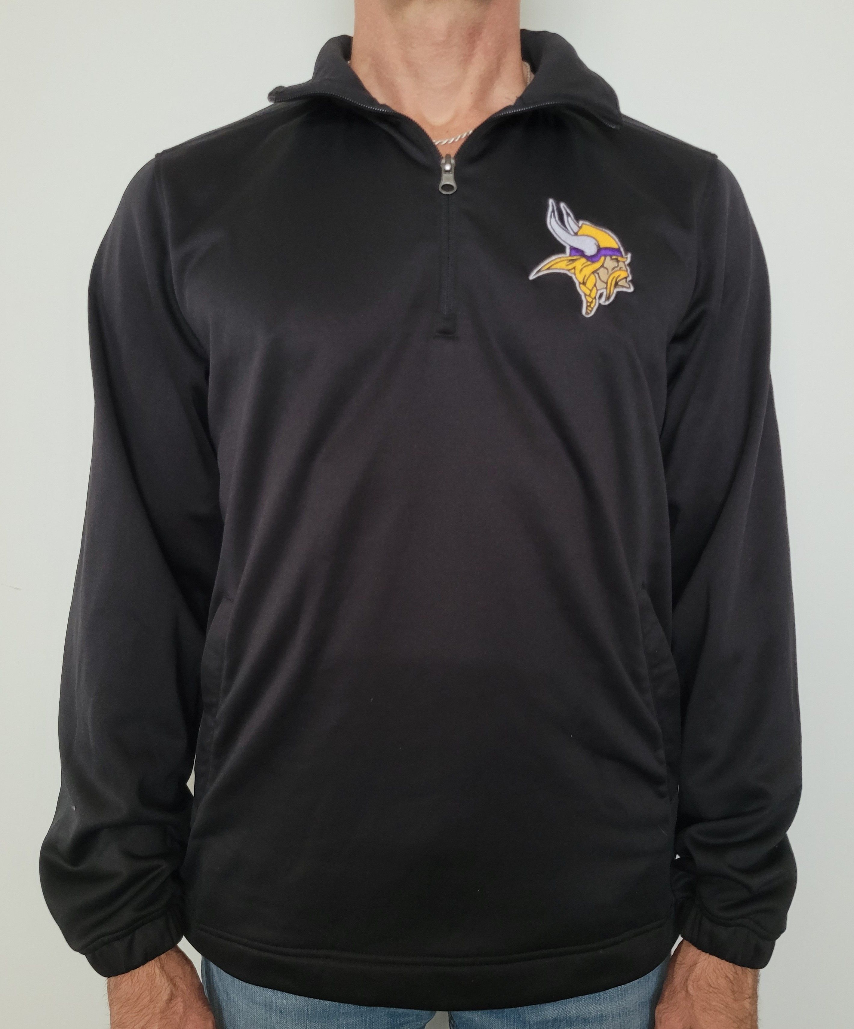 NFL NFL Minnesota Vikings 1/4 Zip Pullover Black Drawstring Hem Size US M / EU 48-50 / 2 - 1 Thumbnail
