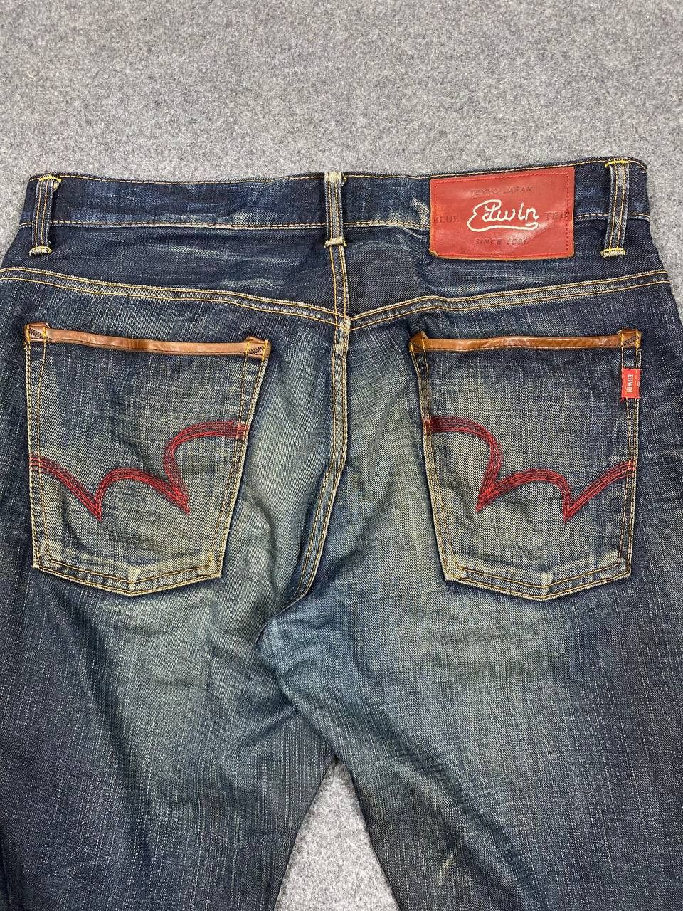 Edwin vintage edwin blue trip rusty distressed denim nice design Size US 37 - 3 Thumbnail