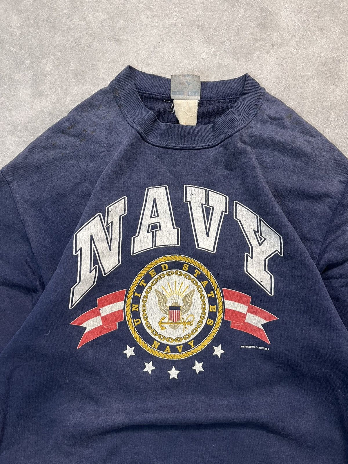 Vintage Vintage Thrashed US NAVY Jerzees sweatshirt Size US M / EU 48-50 / 2 - 2 Thumbnail