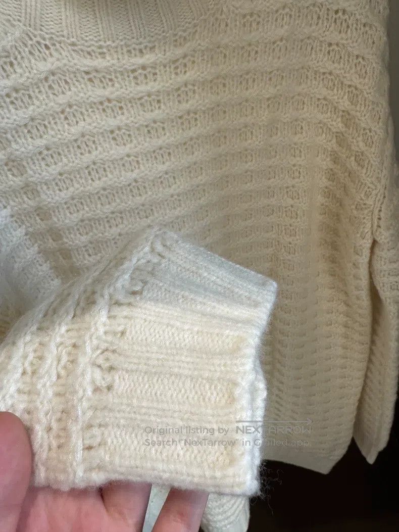 Loro Piana Loro Piana Ecru Color Waffle High-Neck Cashmere Sweater Size XS / US 0-2 / IT 36-38 - 3 Thumbnail