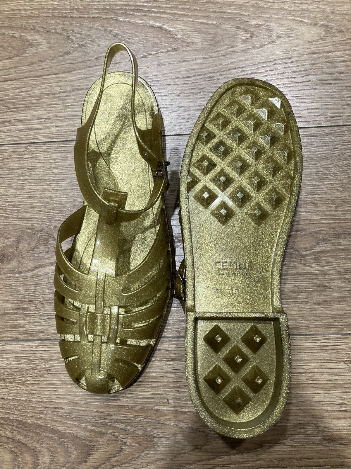 Celine Celine Gold Sandals Size:IT44 Size US 11 / EU 44 - 7 Thumbnail