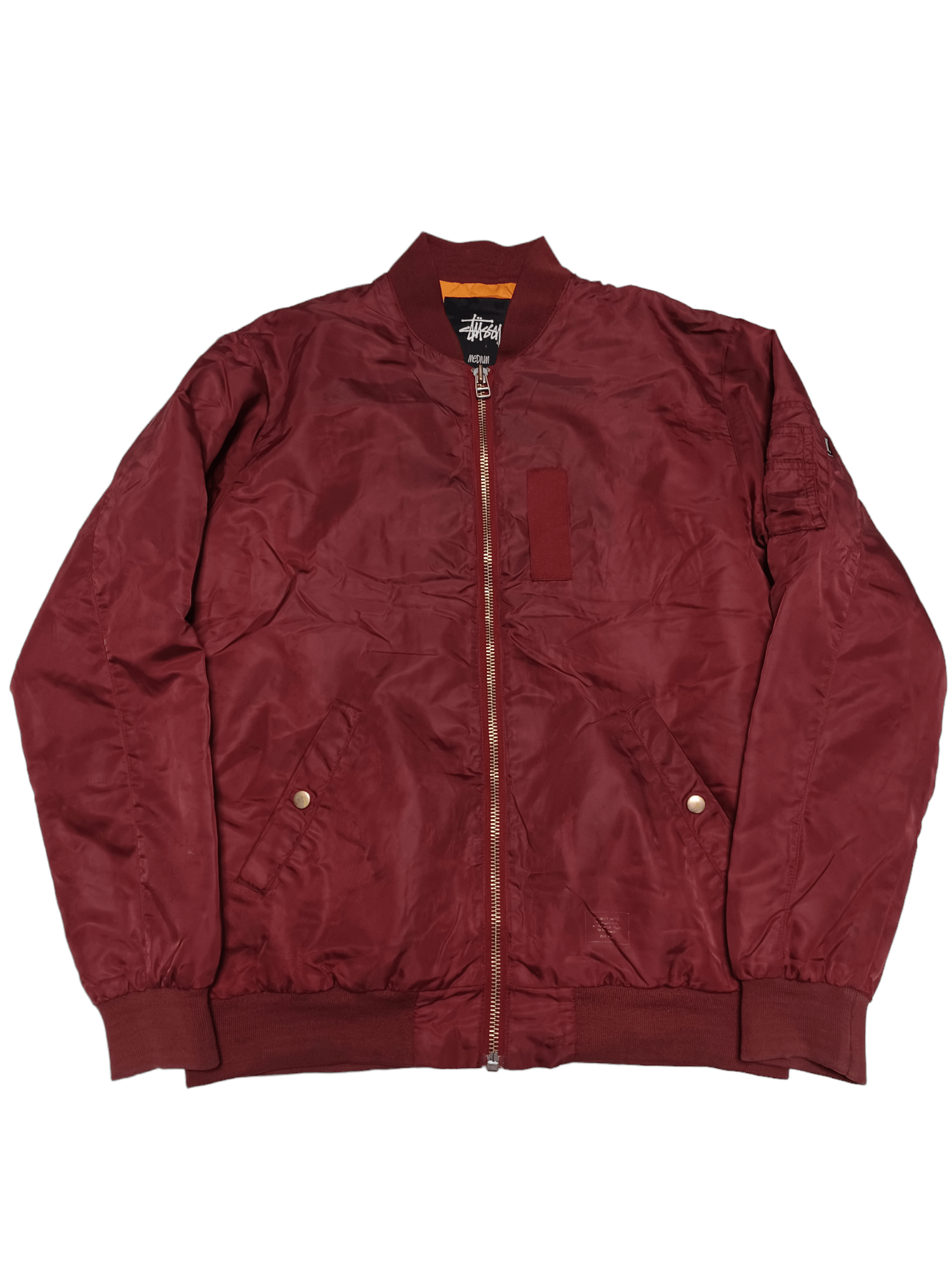 image of Skategang x Stussy Distressed Bomber Bordeaux Streetwear Sk8, Men's (Size Medium)