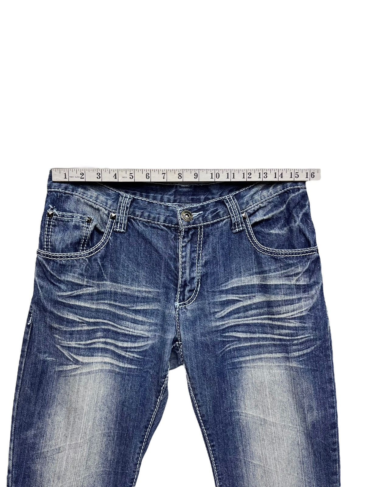Japanese Brand FYE🔥EVOLUTION JAPAN Punk Curve Leg Flare Whiskered Denim💥 Size US 31 - 13 Thumbnail