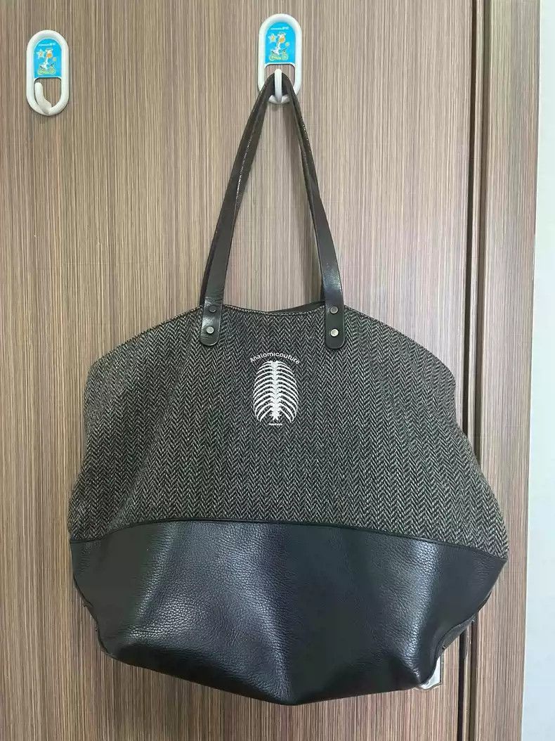 Undercover 13Aw Crossbody Bag Bone Bag Wool Spliced Cowhide in Grey, Men's