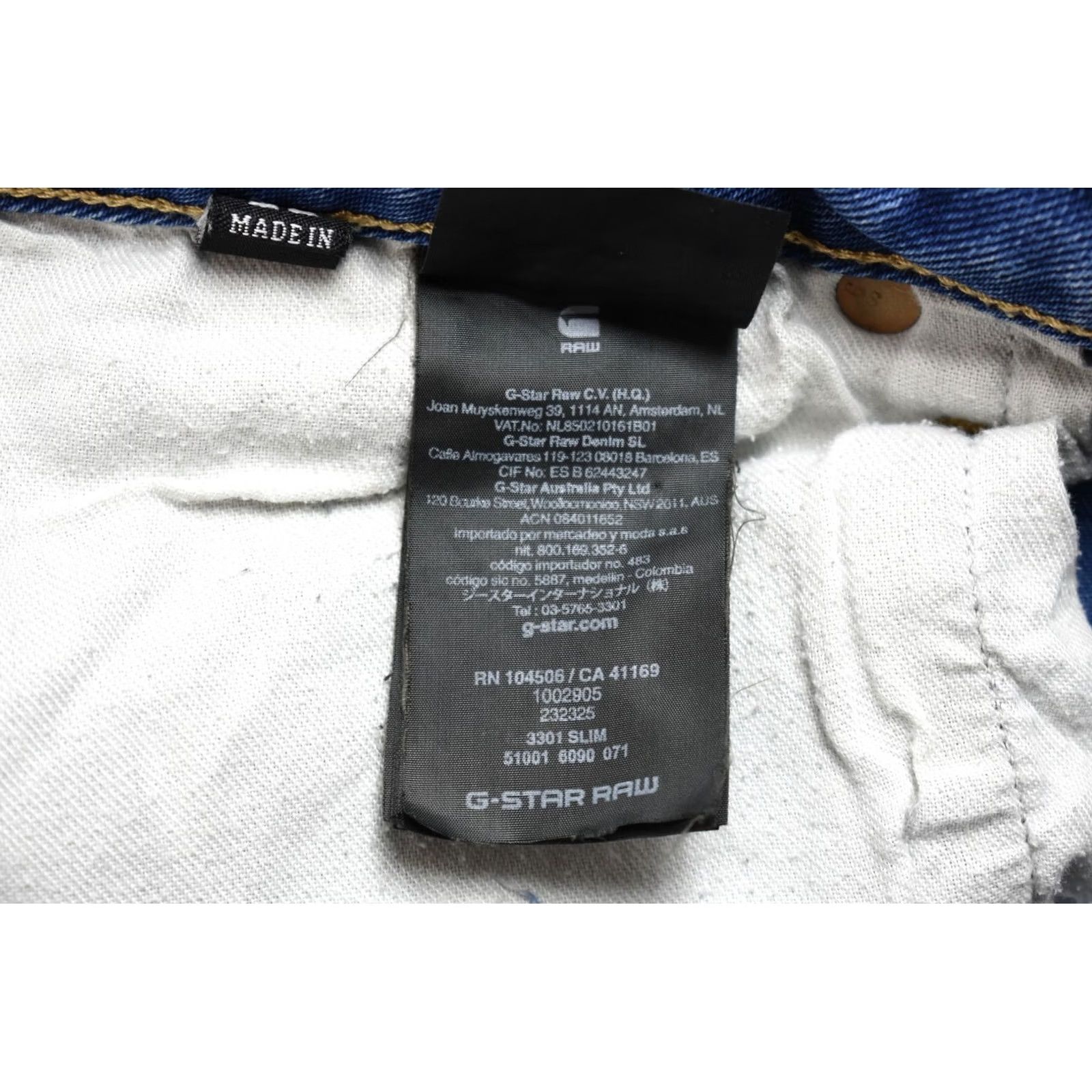 G-Star G-STAR 3301 Slim Jeans Men W30/L32 Button Faded Whiskers Logo Blue Size US 30 / EU 46 - 7 Thumbnail