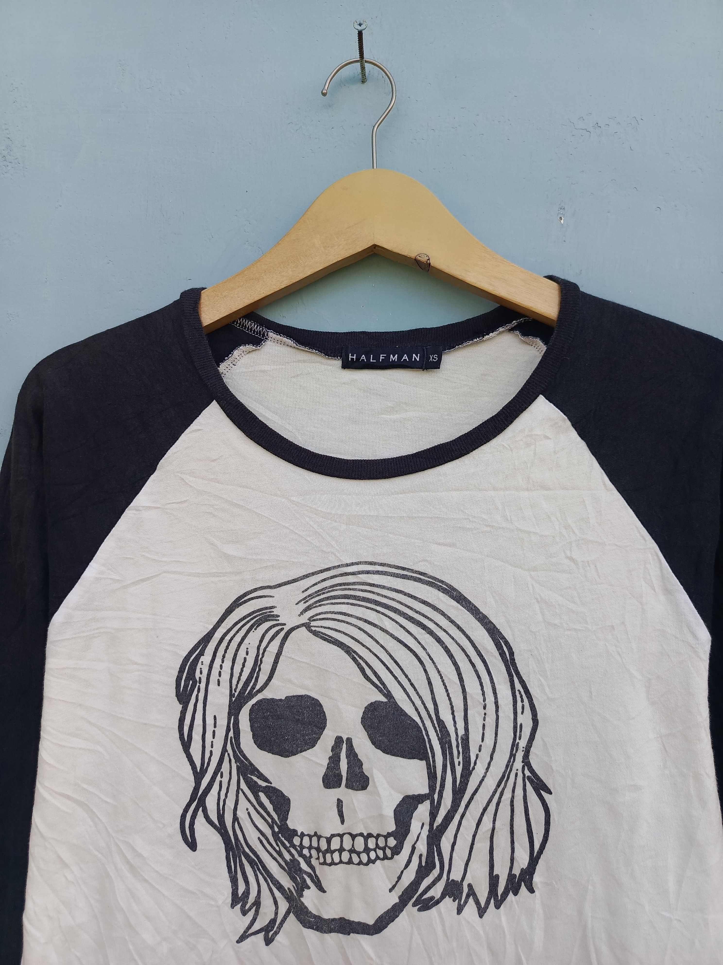 Japanese Brand Rare Halfman Cobain 94 Skull Graphic Raglan Tee Grunge style Size US XS / EU 42 / 0 - 2 Thumbnail