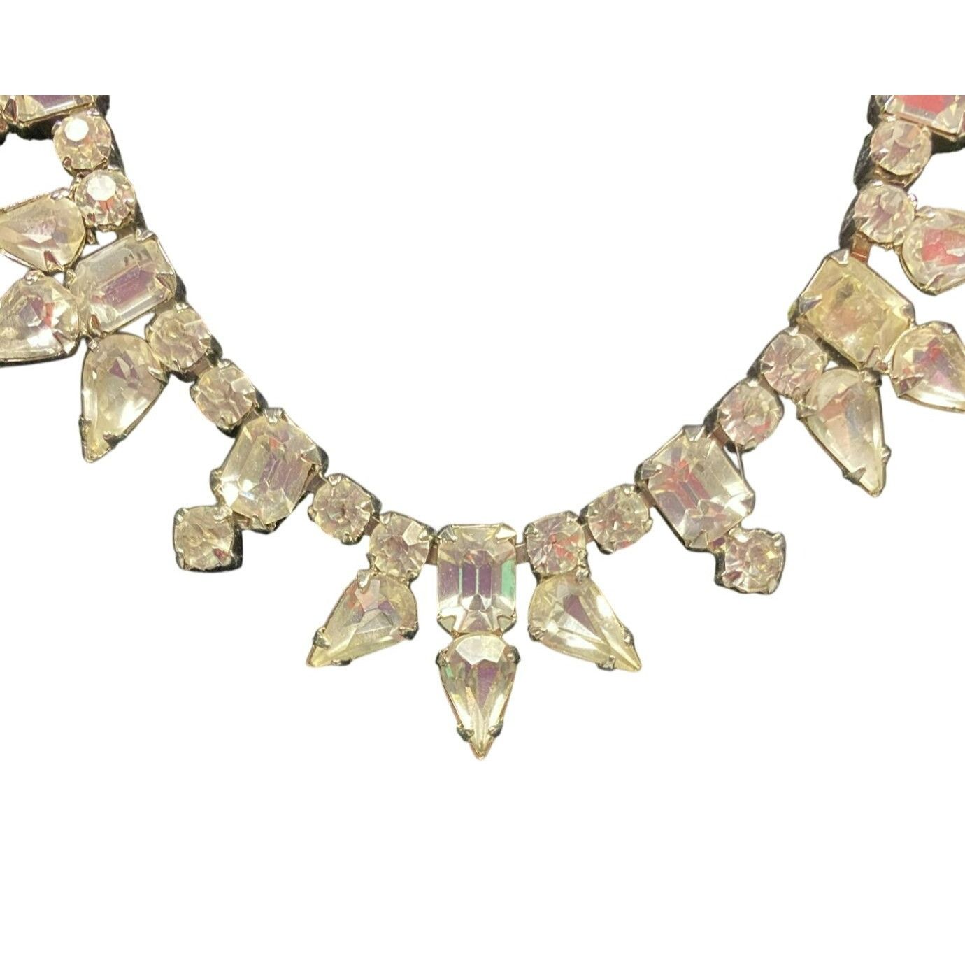 Other Vintage Silver Tone and Clear Rhinestone Necklace 14" Length Size ONE SIZE - 3 Thumbnail