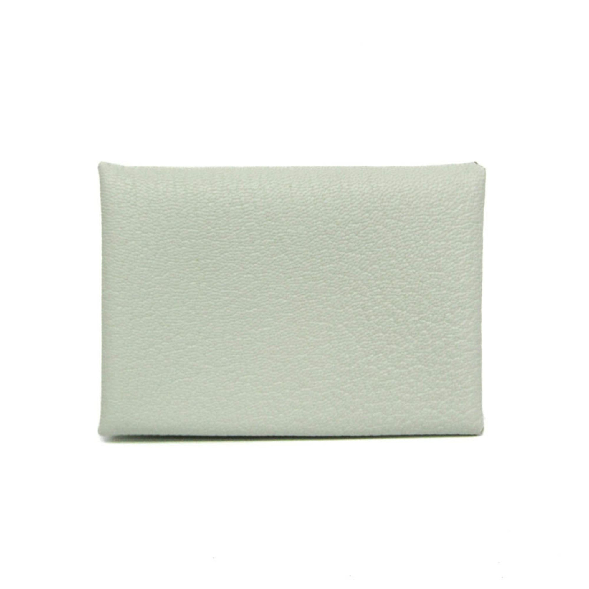 Hermes Hermes Calvi Duo Chevre Leather Card Case Light Green Size ONE SIZE - 1 Thumbnail