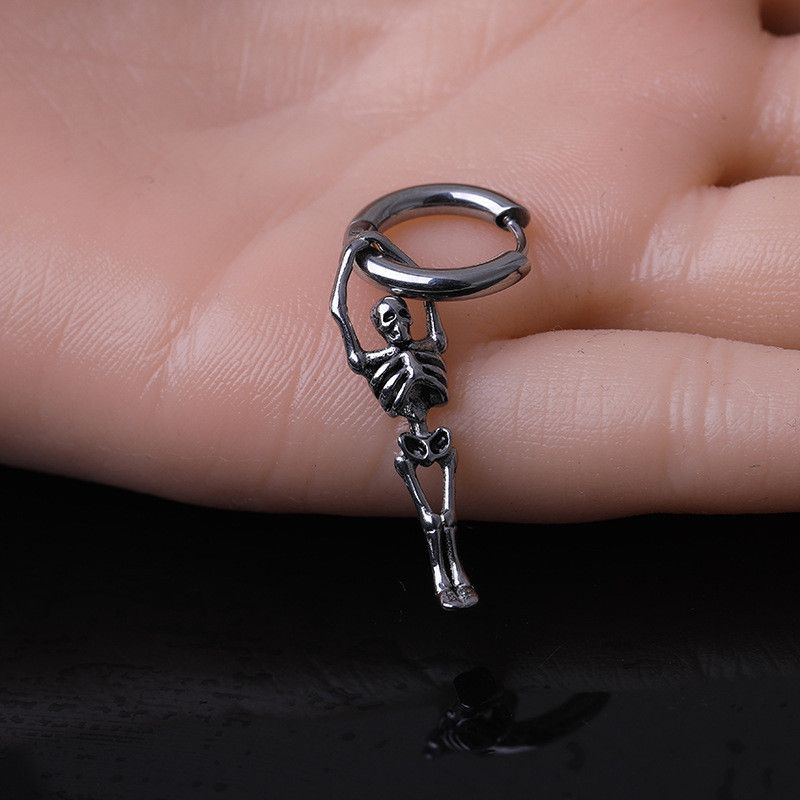 Jewelry Skull Retro Earrings One Pairs Chrome Jewelry Size ONE SIZE - 1 Thumbnail